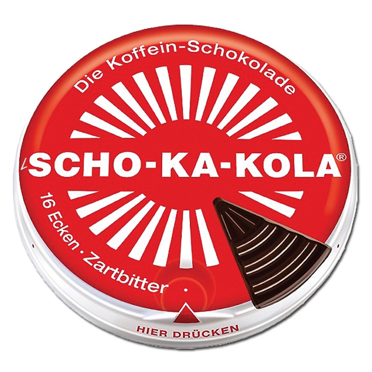 SCHO-KA-KOLA Schokolade, SCHO KA KOLA die Dose mit 16 Ecken Zartbitterschokolade 100g