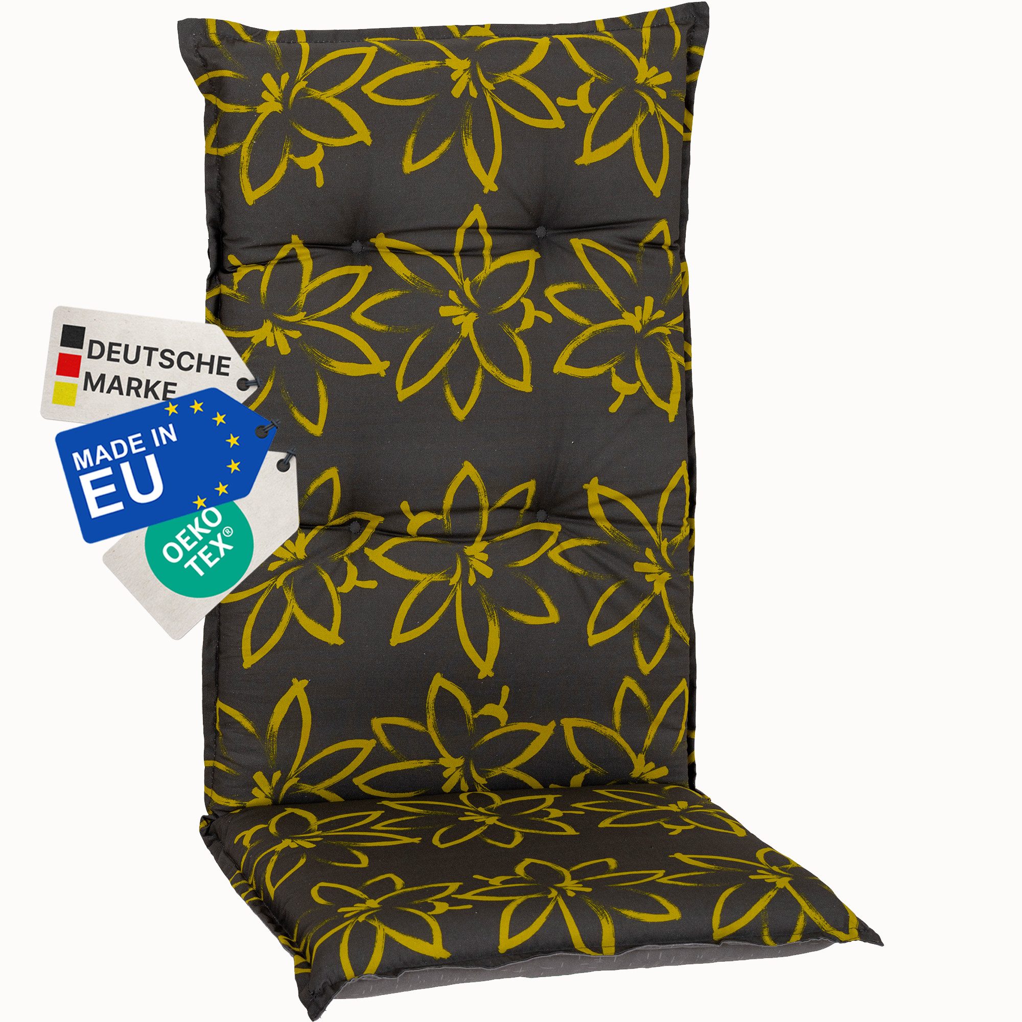 NYVI Hochlehnerauflage Hochlehner Auflage Barcelona - Gartenstuhlauflage 118x50 - 6cm Polster, (1 St), Stuhlauflage, Sitzauflage mit Halteband, UV-fest