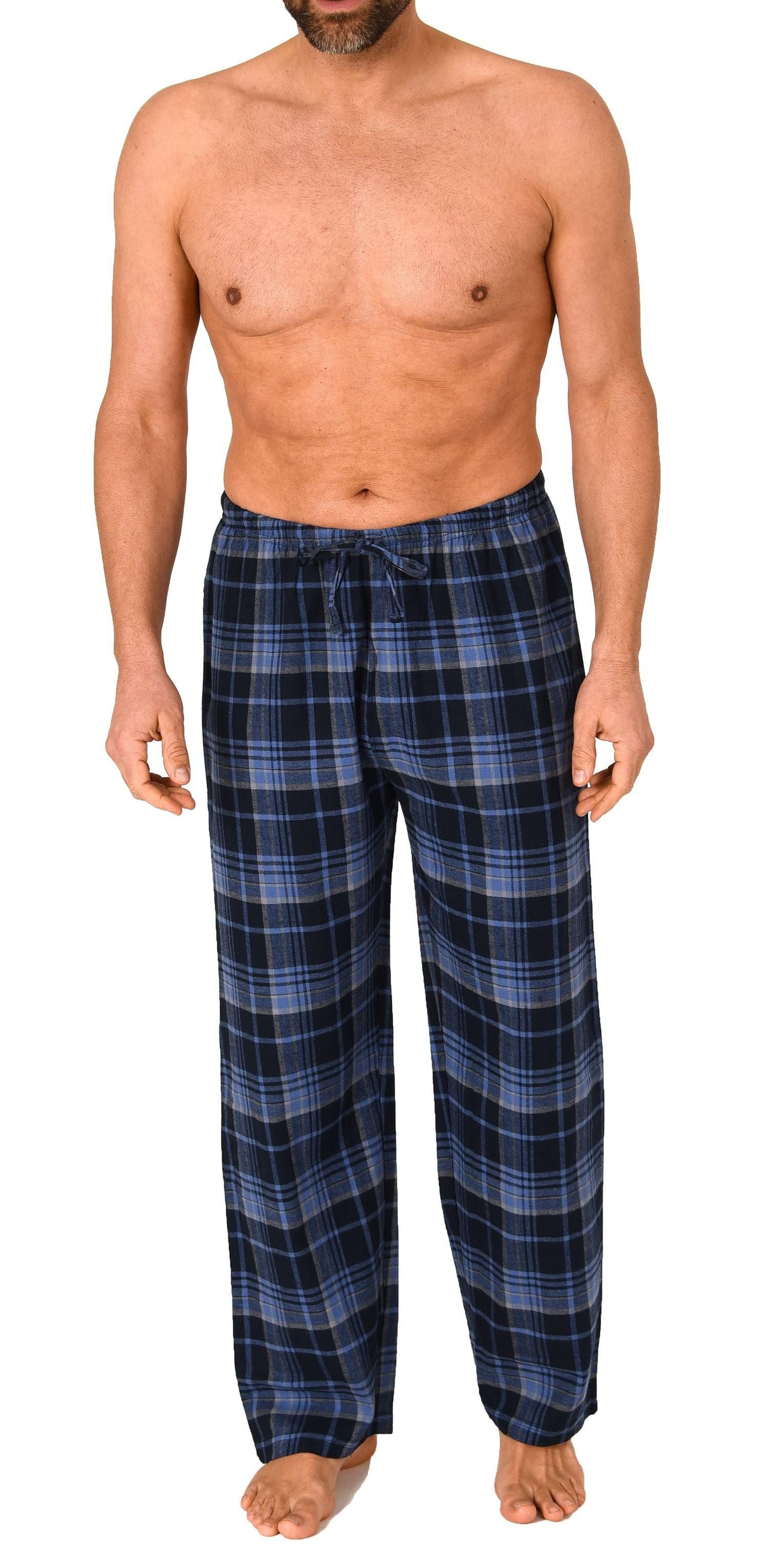 Normann Pyjama Herren Flanell Schlafanzug Hose in Karo-Optik