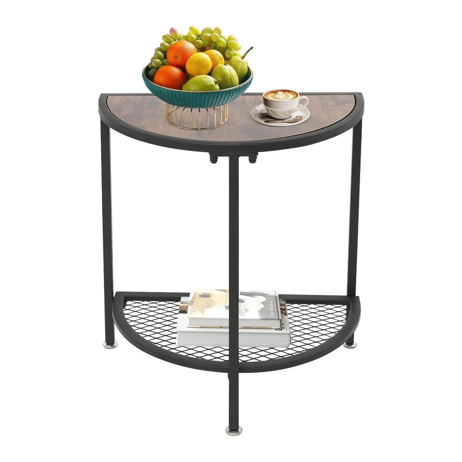 LuxusKollektion Konsolentisch Konsolentisch Halbrund 2 Ebenen Metallrahmen 48x26.5x50cm (1-St)