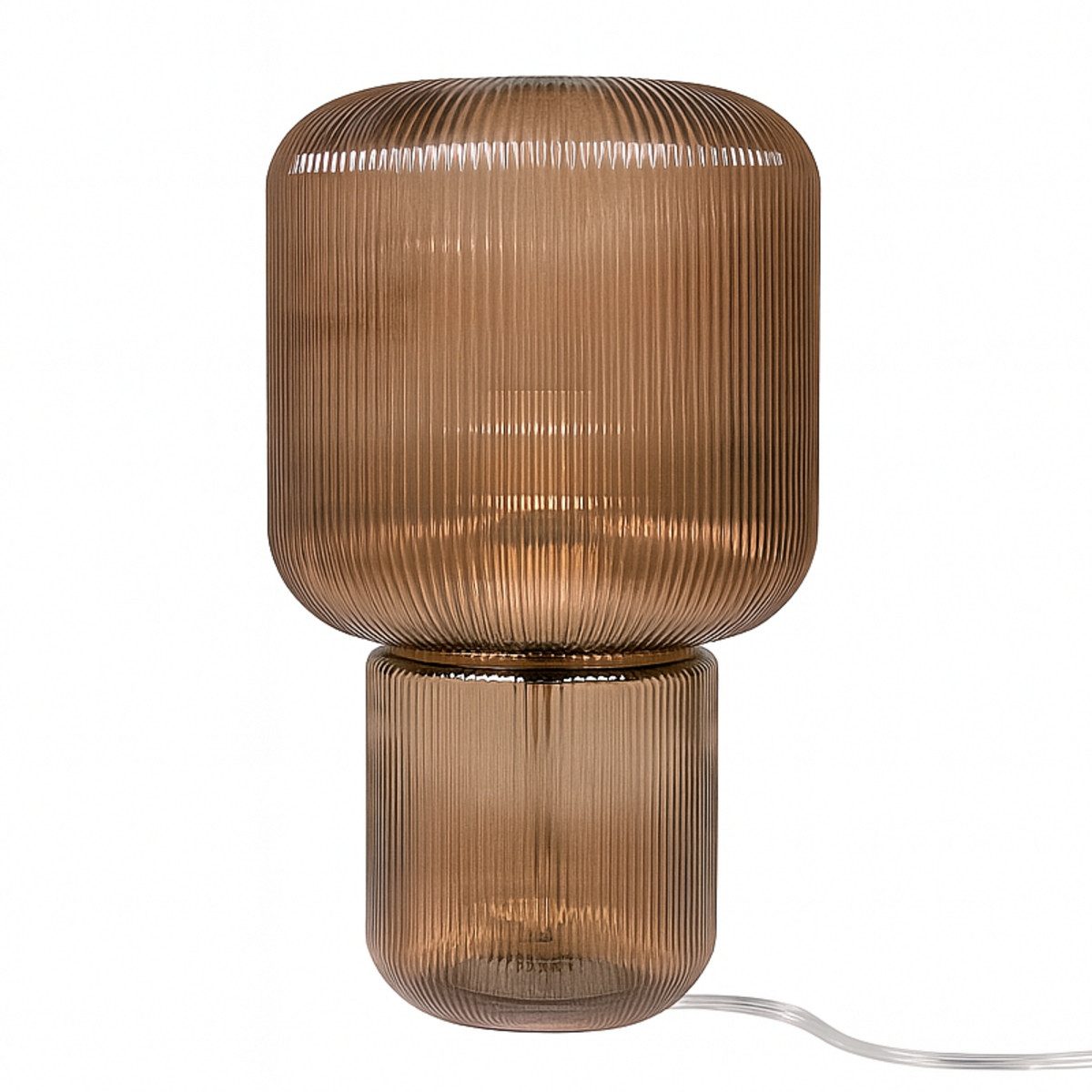 Liadomo Tischleuchte Aya, ohne Leuchtmittel, aus geriffeltem Glas, Amber/ Klar, klassisch, 39 cm Höhe, E27