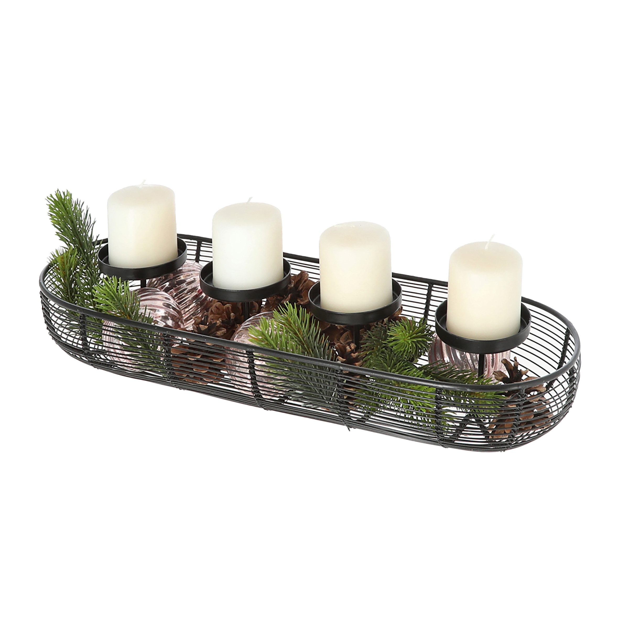 Spetebo Adventskranz Metall Gitter Adventskranz schwarz - 50 cm - mit Korb, ideal zum Dekorieren