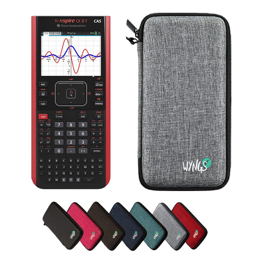 Texas Instruments Taschenrechner TI-Nspire CX II-T CAS inkl. WYNGS Schutztasche Hellgrau