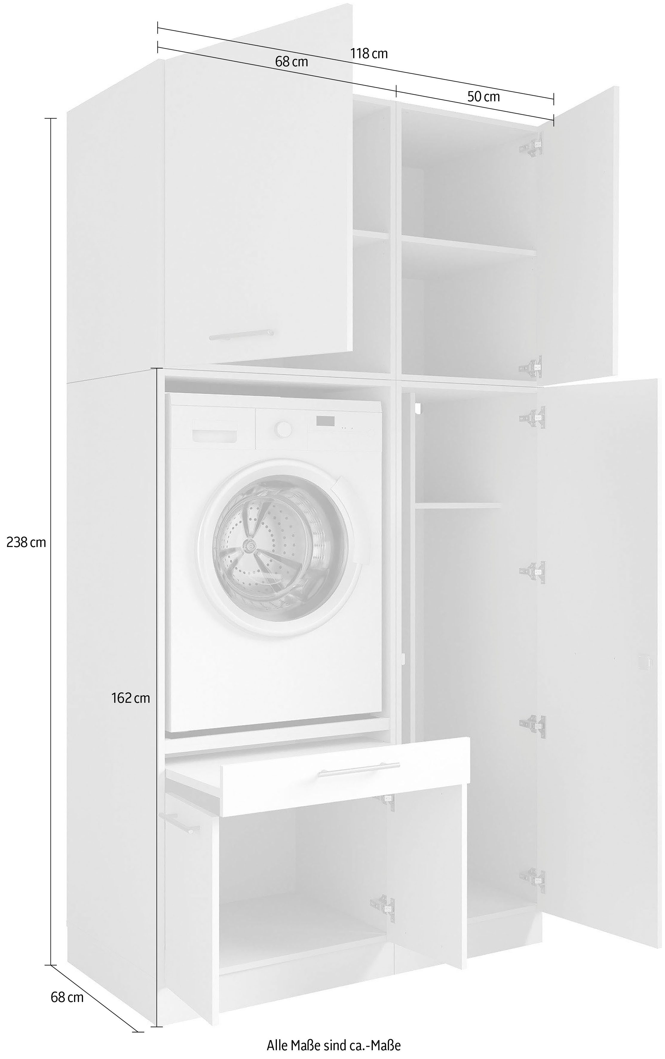 Laundreezy Mehrzweckschrank-Set Laundreezy, 4-tlg. Mehrzweckschrank-Set B/H/T 118/238/68 cm, (4-St), Breite 118 cm, Soft-Close-Funktion für Türen
