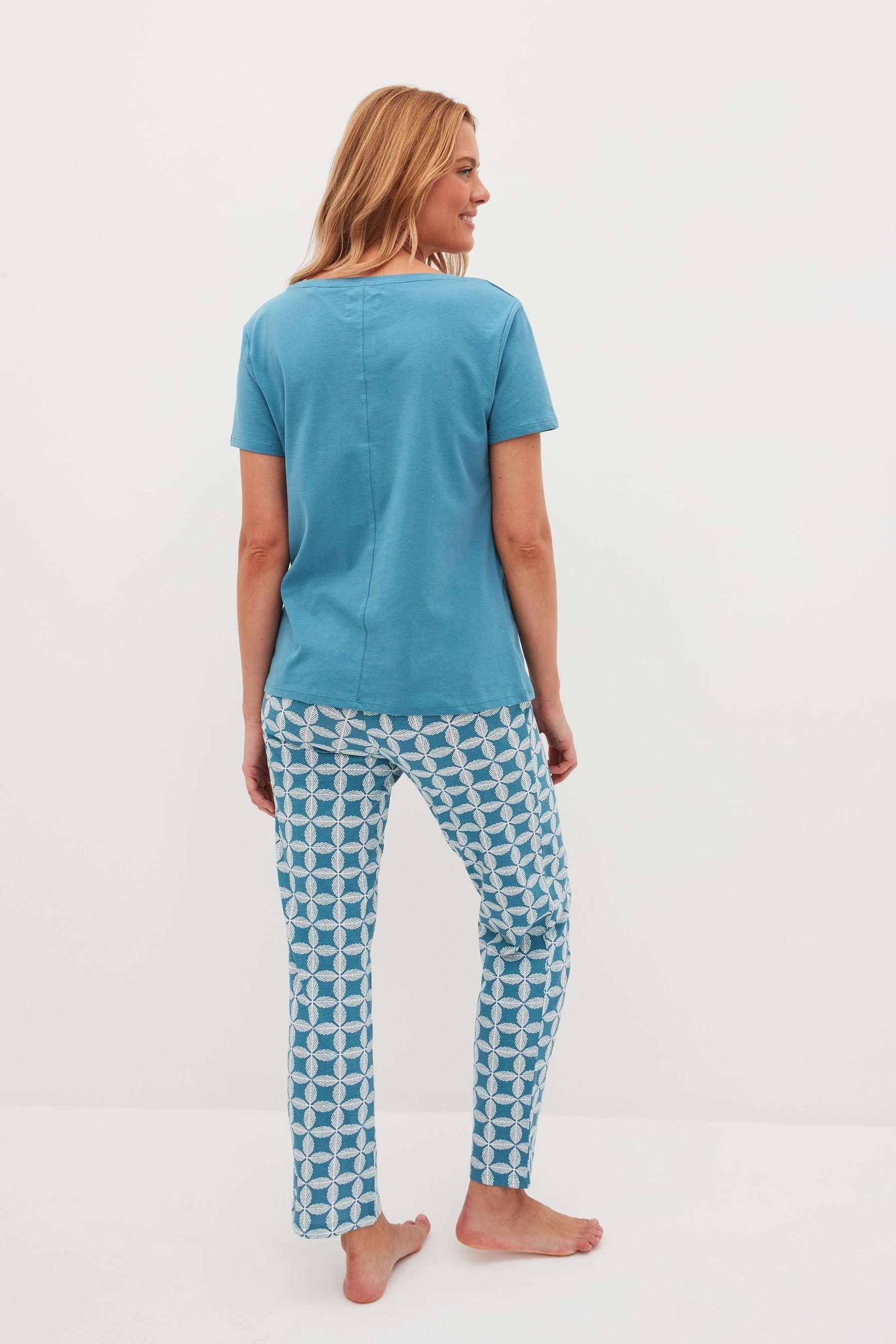 Kurzärmeliger Baumwoll-Pyjama Geo Blue tlg) (2 Next Pyjama