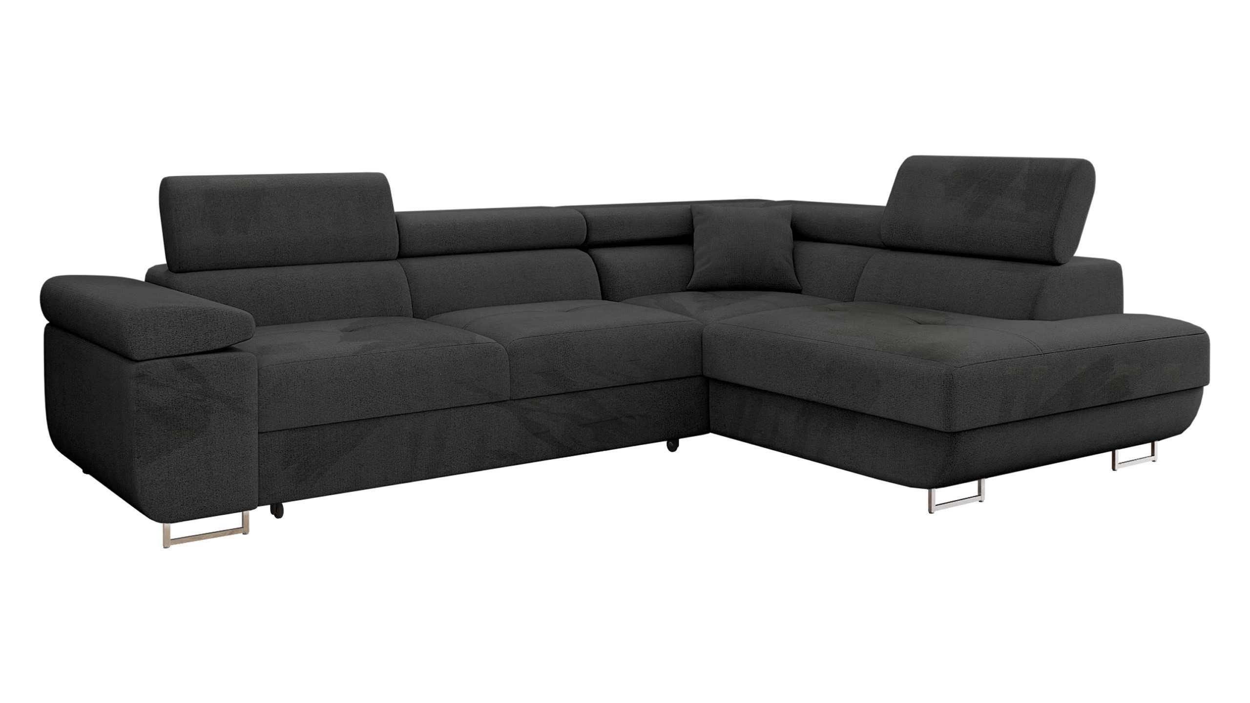 MIRJAN24 Ecksofa Torezio, mit Bettkasten und Schlaffunktion, Einstellbare Kopfstützen, 274x203x70-90 cm