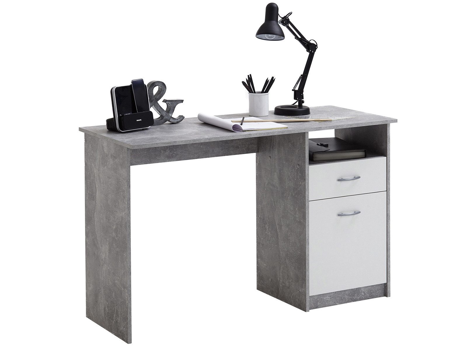 FMD Möbel Schreibtisch 123 x 76,5 x 50 cm (B/H/T)