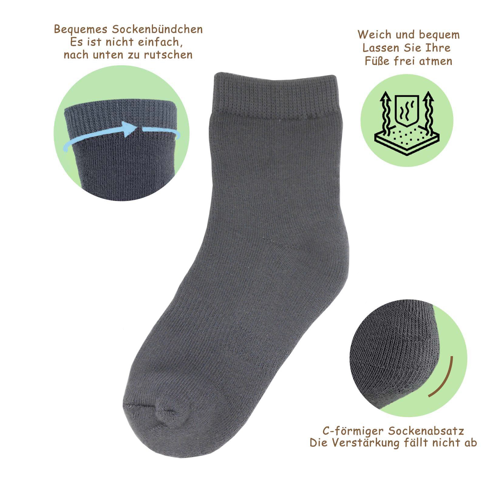 Yalion Langsocken Weiche Kinder Socken Babysocken (6-Paar) mit Halbplüsch 3 Farben mit Halbplüsch