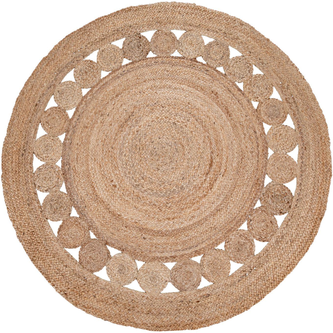 Paco Home Teppich Viborg 593, rund, Höhe: 13 mm, Jute, Modern, Boho, Ethno, günstig online kaufen