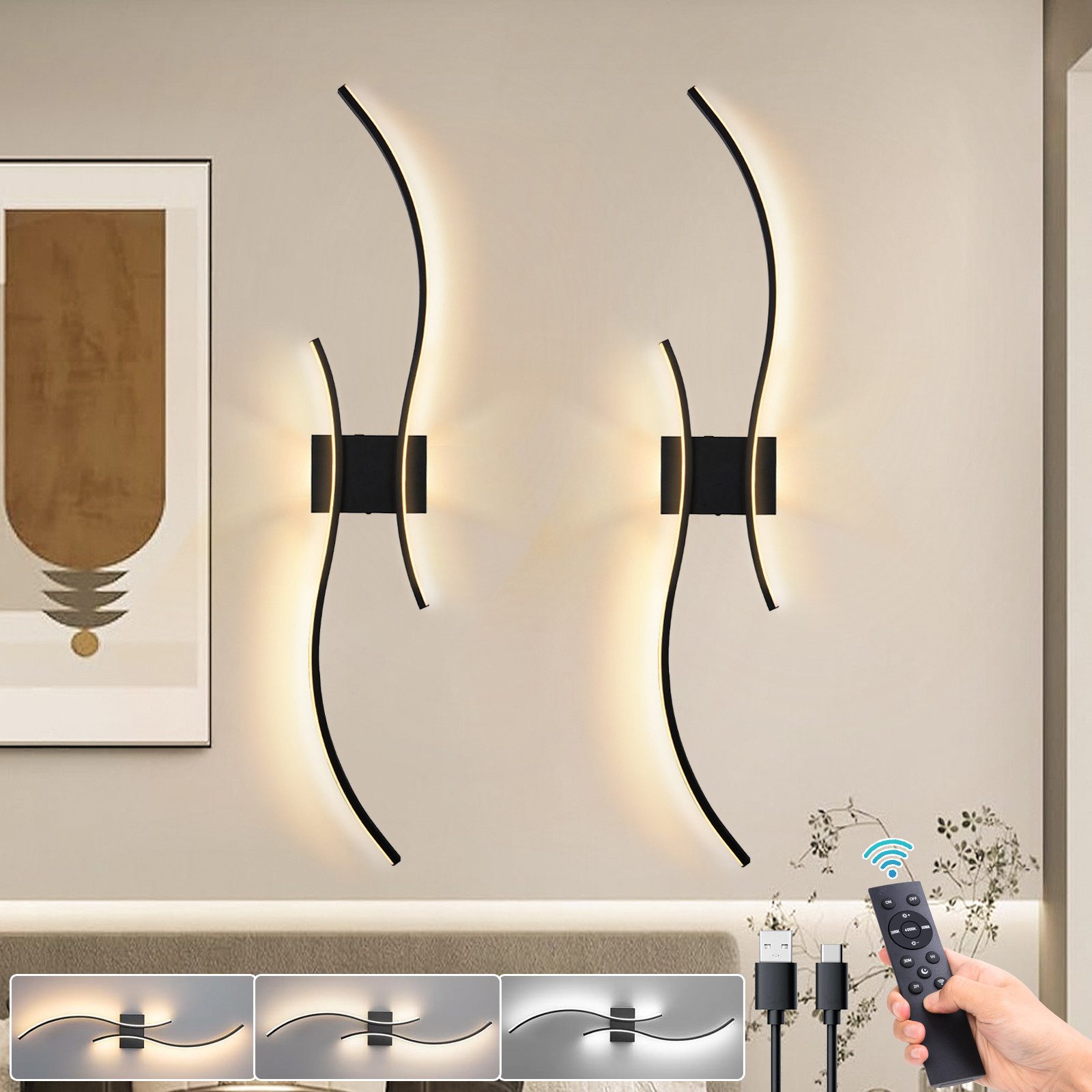 LMaxhome LED Wandleuchte 100CM Moderne Wandbeleuchtung mit Fernbedienung, T günstig online kaufen