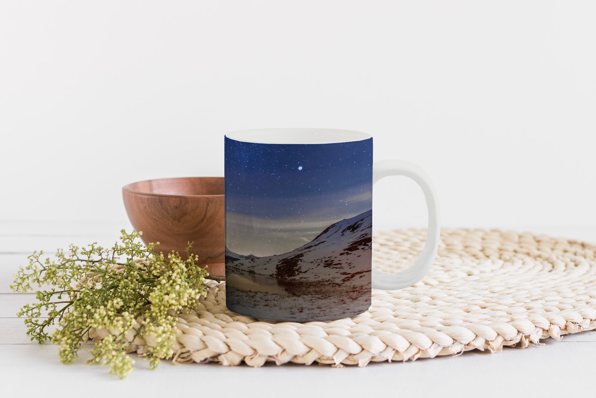 MuchoWow Teetasse, Geschenk - - Tasse Becher, Alpen Keramik, Sternenhimmel Kaffeetassen, Teetasse, Zelt,