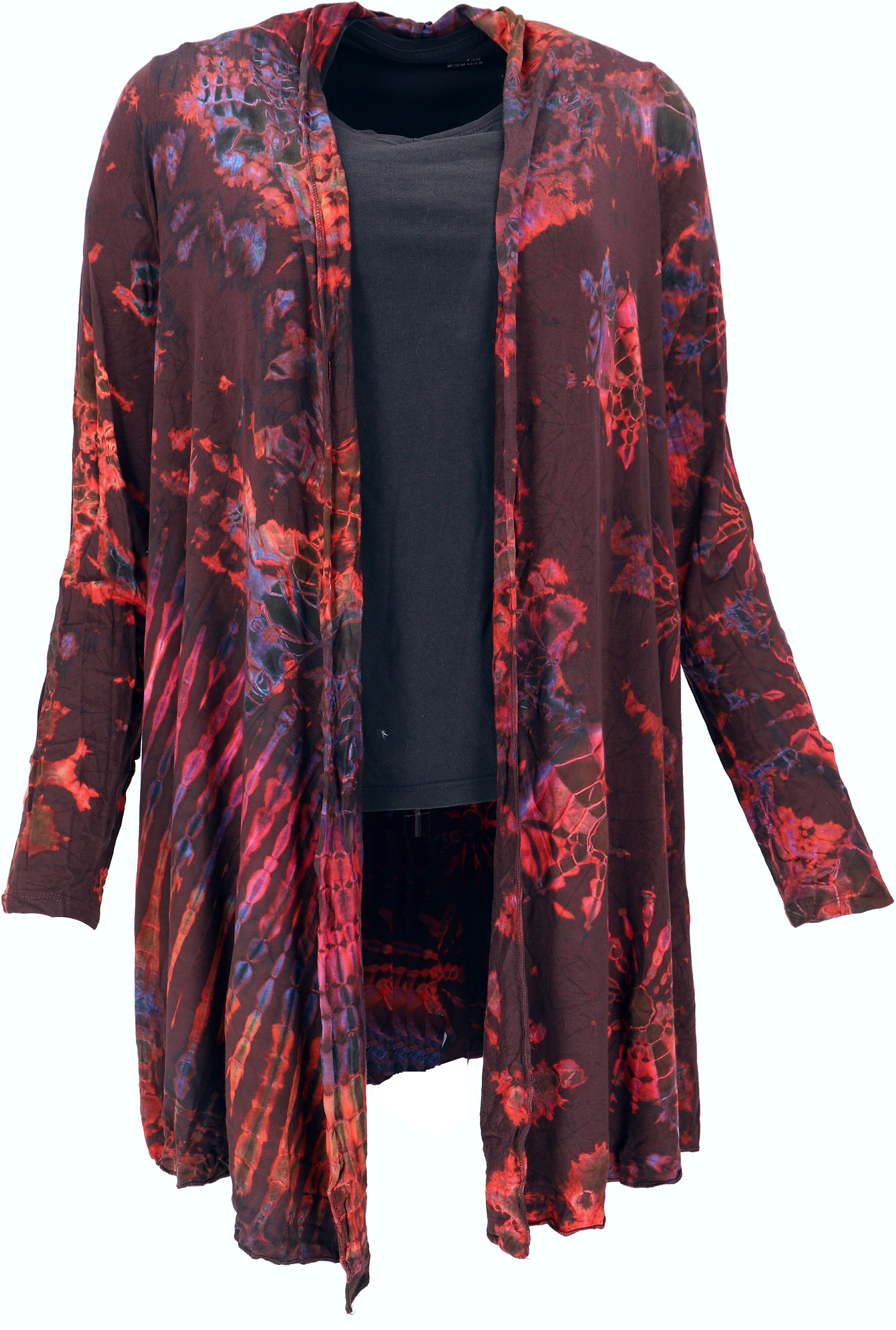 Guru-Shop Langjacke Offener Batik Cardgan, Boho Batikjacke - braun