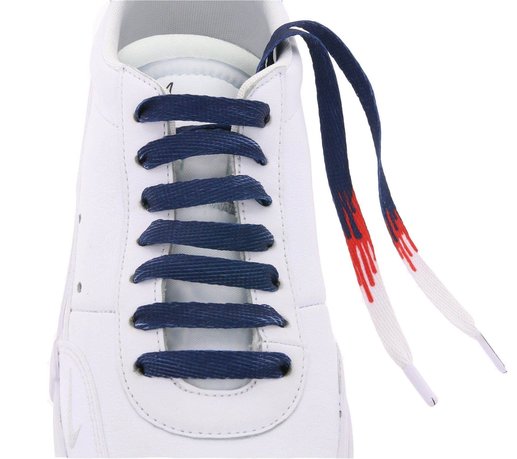 Navy/Weiß/Rot angesagte Schnürsenkel top Tubelaces TubeLaces Schnürsenkel Schuhe Schnürbänder Schuhbänder