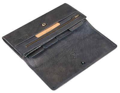 Benthill Brieftasche Echt Leder Reisebrieftasche Schmale Dokumententasche RFID Slim Wallet, RFID-Schutz Kartenfächer Münzfach