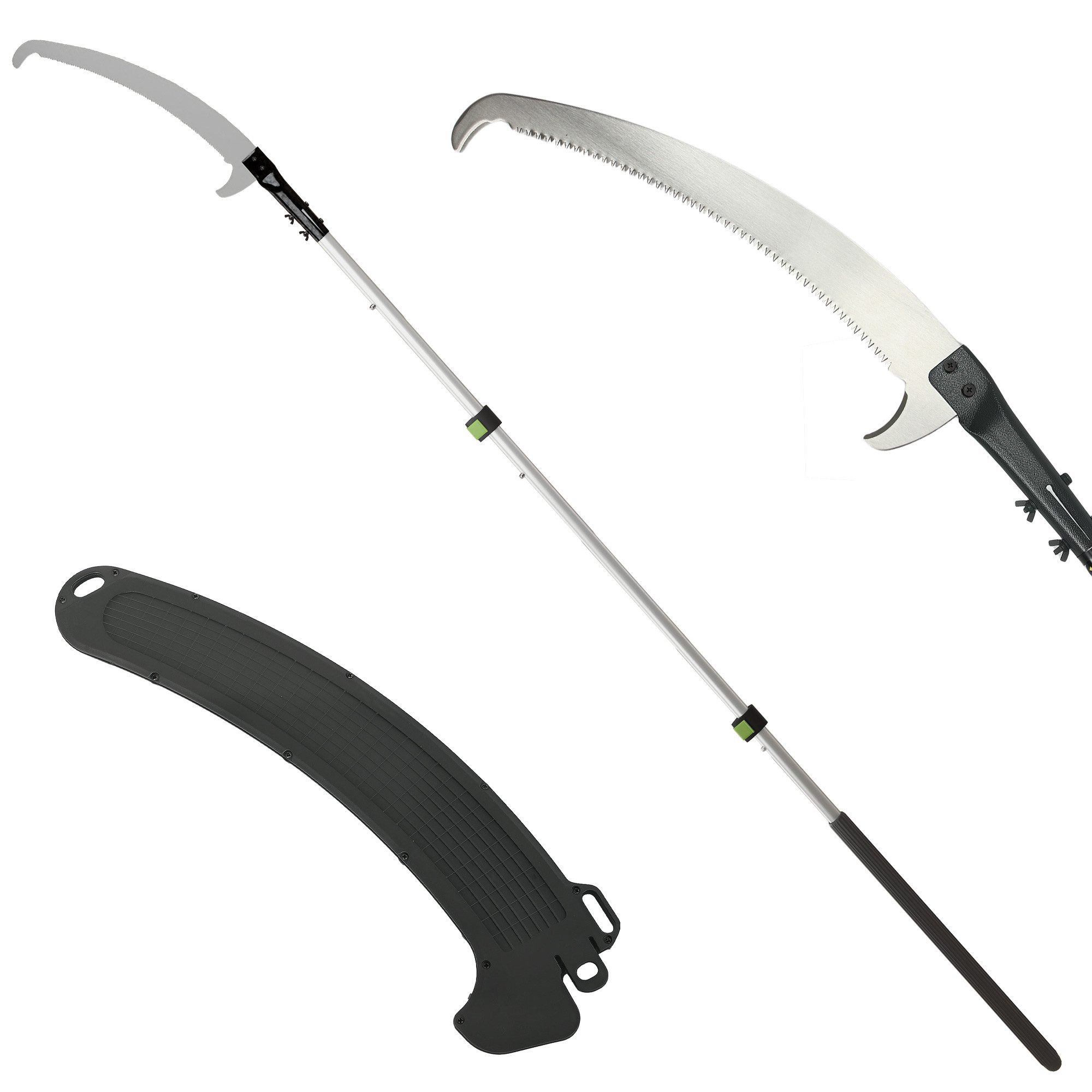 Outsunny Astschere mit Feststellvorrichtung, Teleskop-Griff, Antihaftbeschichtet Klinge, (Teleskop Astsäge, 1-tlg., 1,5–2,6m Baumschere), Baumsäge für frische Äste und Zweige