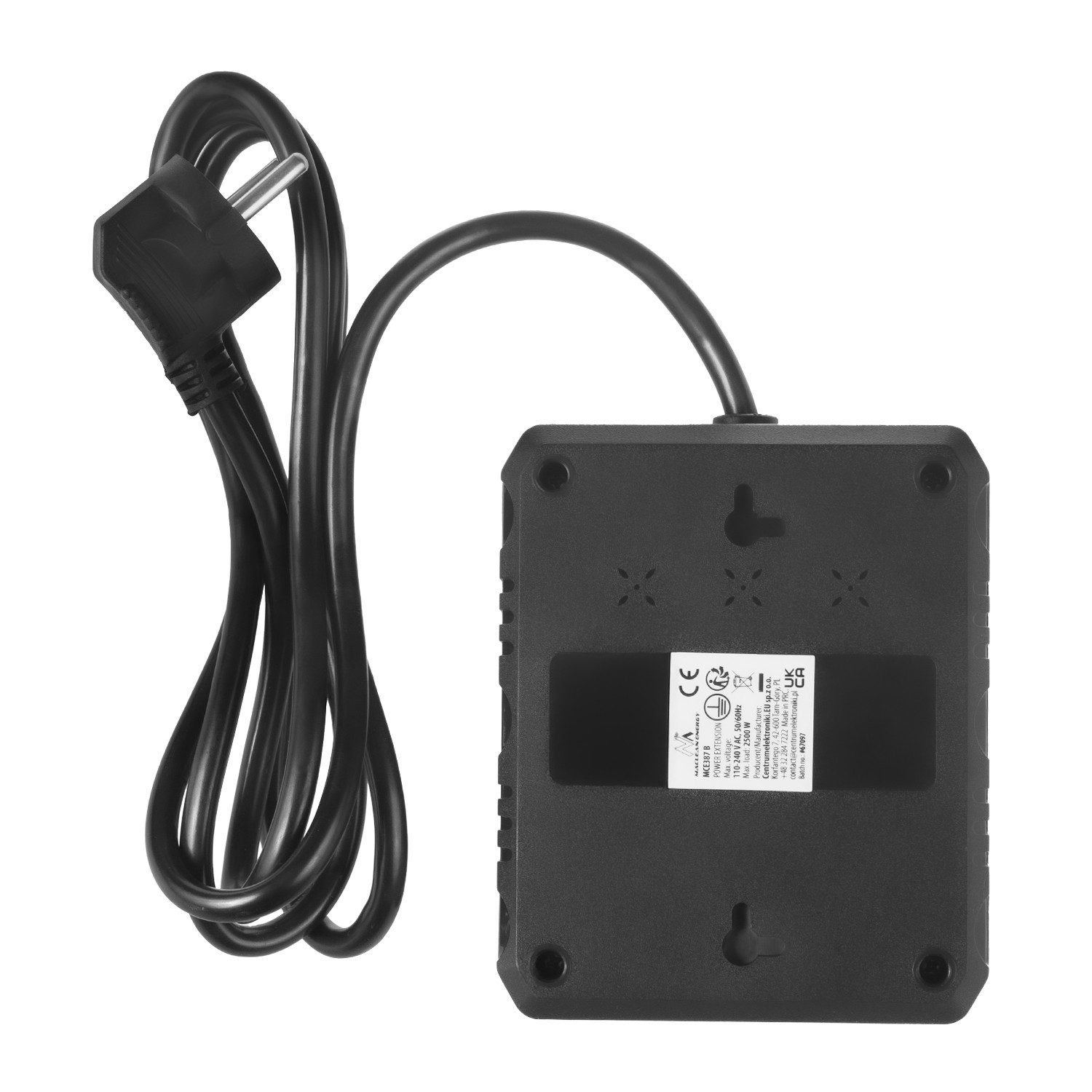 Maclean 2 Steckdosen 2500W 3xUSB Mehrfachsteckdose 2-fach (Kabellänge 1.5 m), 110-240V AC 50/60Hz, 2,1A max 2500W
