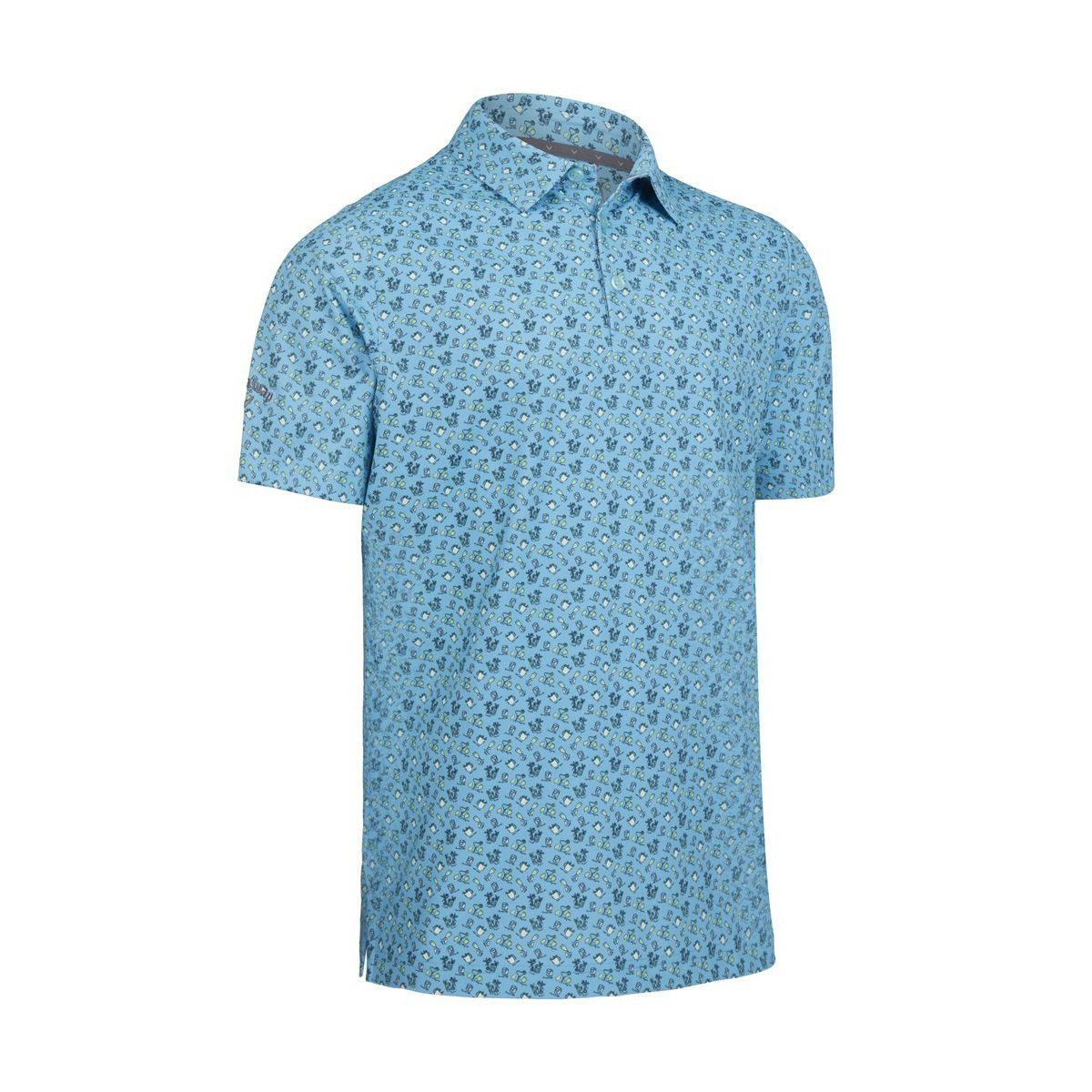 Callaway Poloshirt Callaway Golf Polo All Over Drinks Novelty Print Türkis Herren