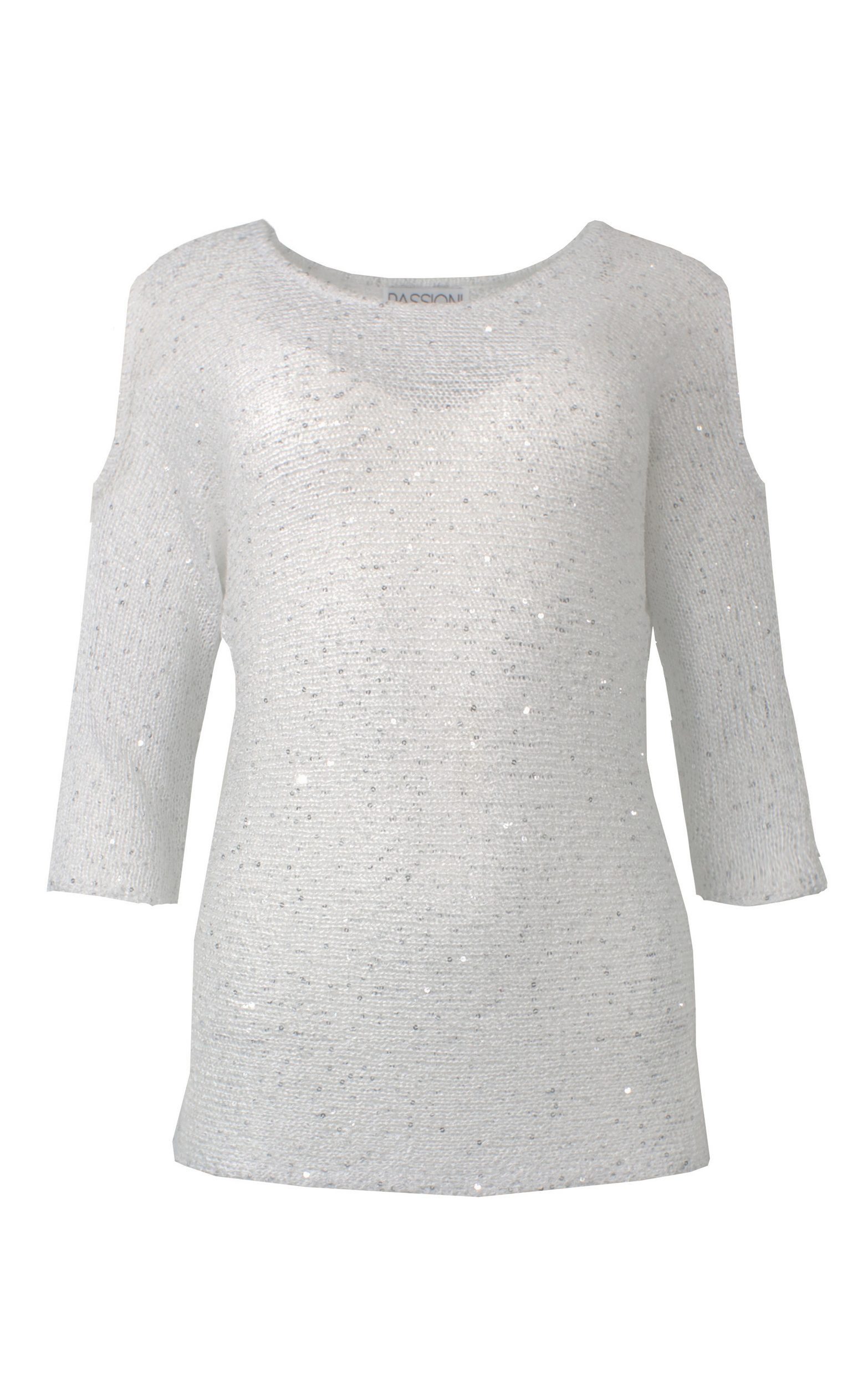Passioni 3/4 Arm-Pullover mit Cut-Outs und Glitzergarn günstig online kaufen
