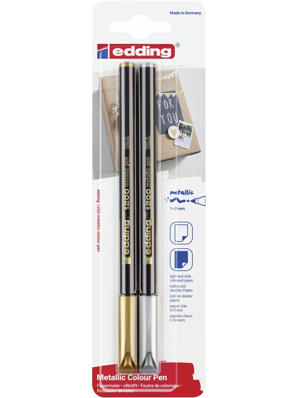 edding Collegeblock edding Fasermaler e-1200 2er Set gold/silber 1 - 3