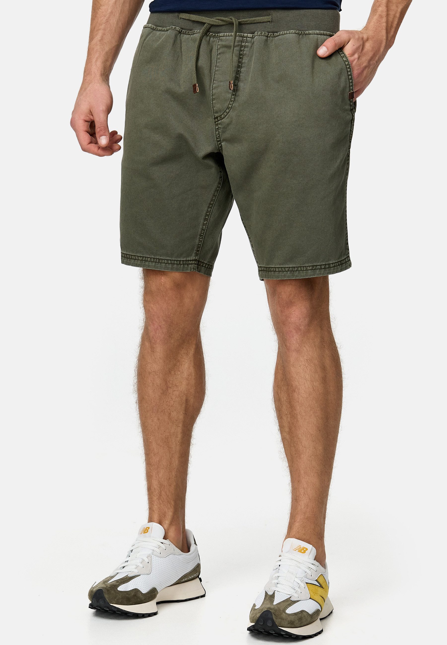 Indicode Chinoshorts Herren Carver Chino Shorts Herrenshorts mit elastischem Bund und Kordelzug