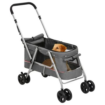 vidaXL Hundebuggy Hundewagen Faltbar Grau 100x49x96 cm Leinenstoff