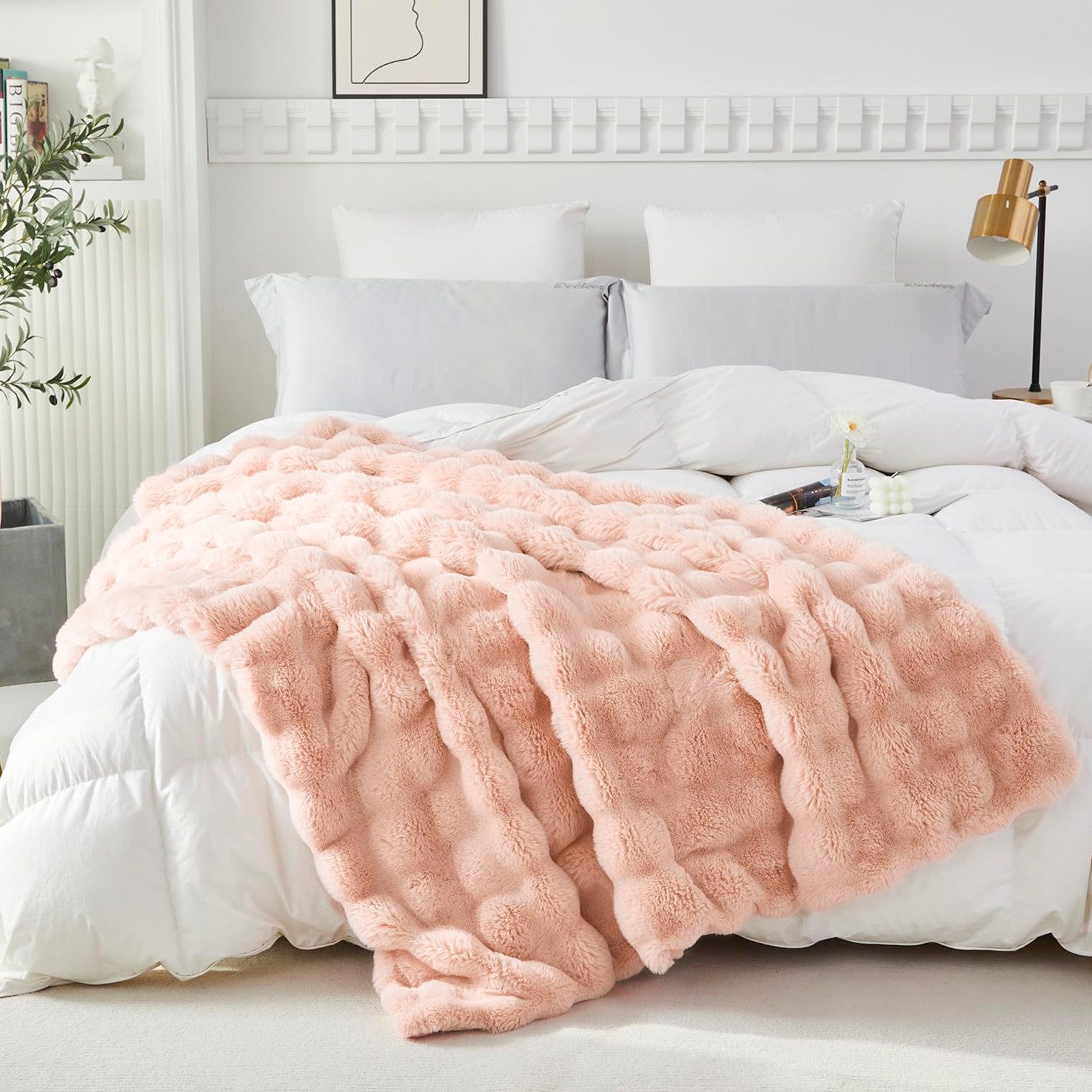 Überwurf Plüsch Kuscheldecke Flauschig Decke, Super Weiche Kuschelige, Sunicol, Kaninchen Kunstfell Warme Sofaüberwurf für Couch Bett Sofa