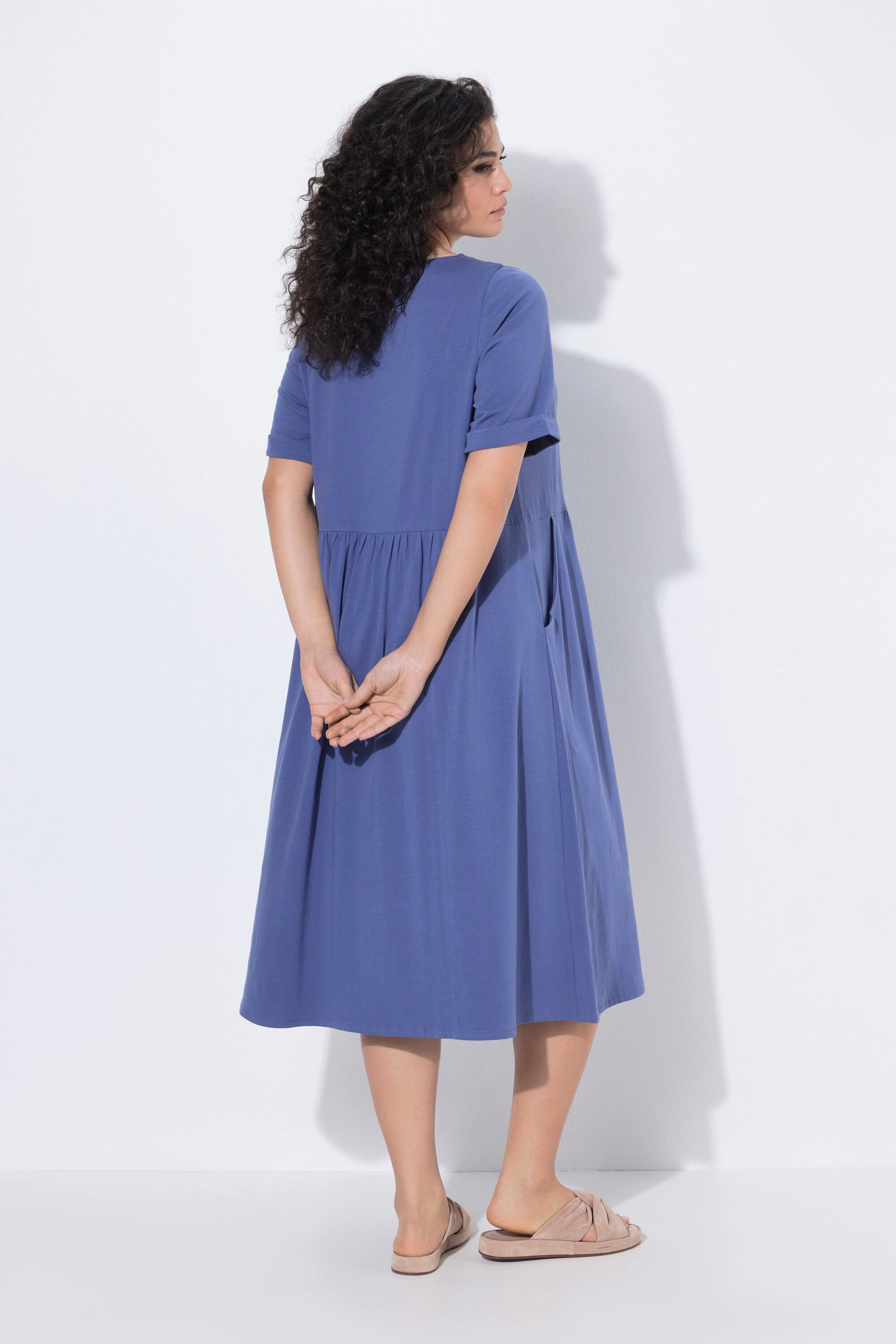 Ulla Popken Midikleid Jersey-Midikleid A-Linie Rundhals Halbarm – Bild 3 von 4