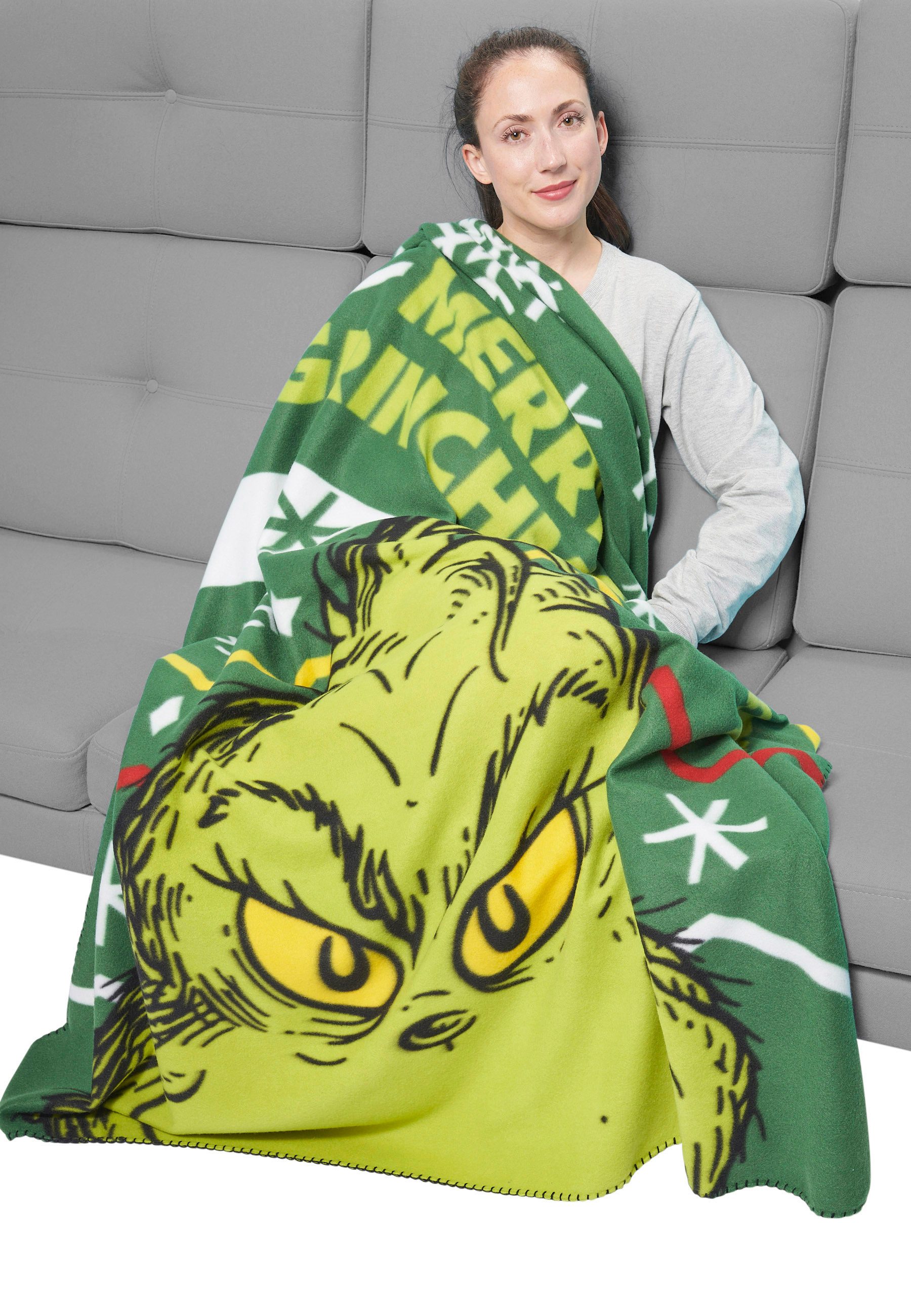 Wohndecke The Grinch Fleecedecke Merry Grinchmas Kuscheldecke 130 x 170 cm, günstig online kaufen