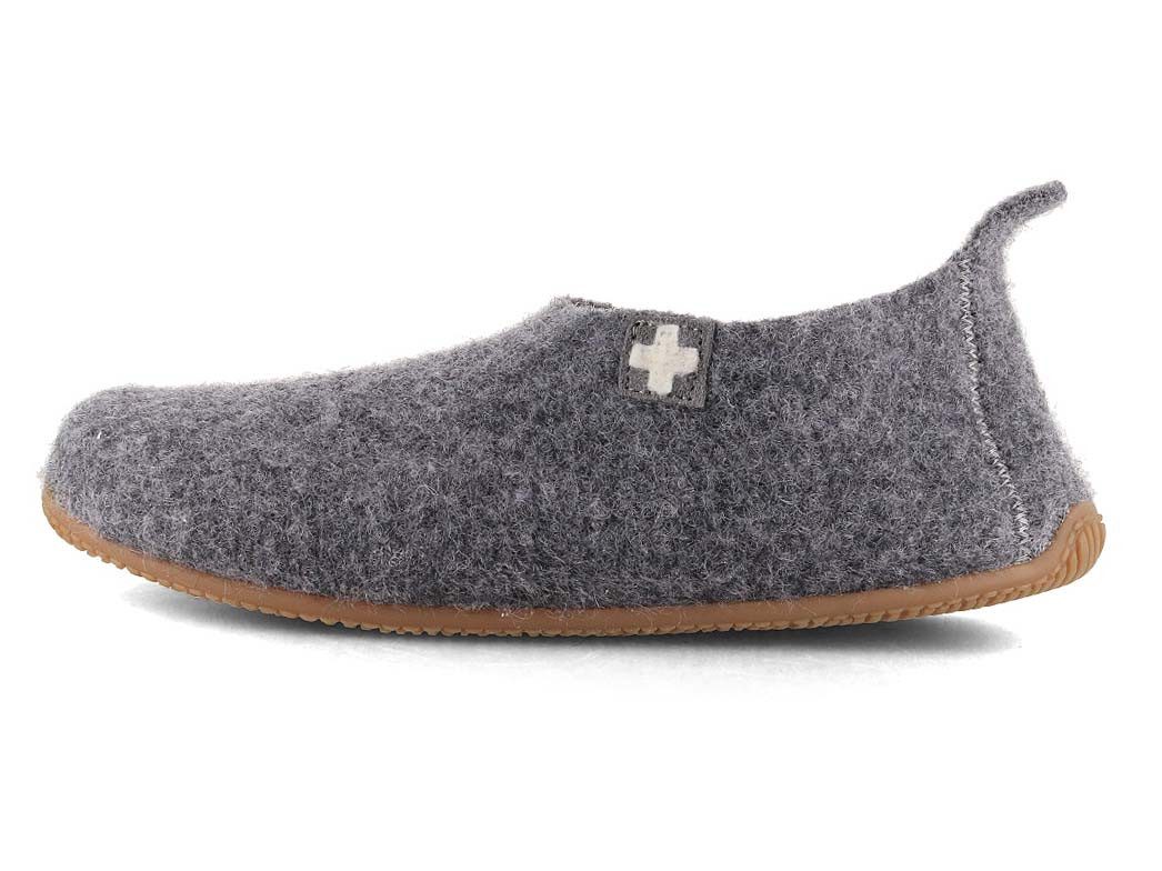 Living Kitzbühel Gipfelkreuz Hausschuhe hellgrau Slipper Hausschuh reine Schurwolle, rutschhemmende Gummisohle, Winterschuhe