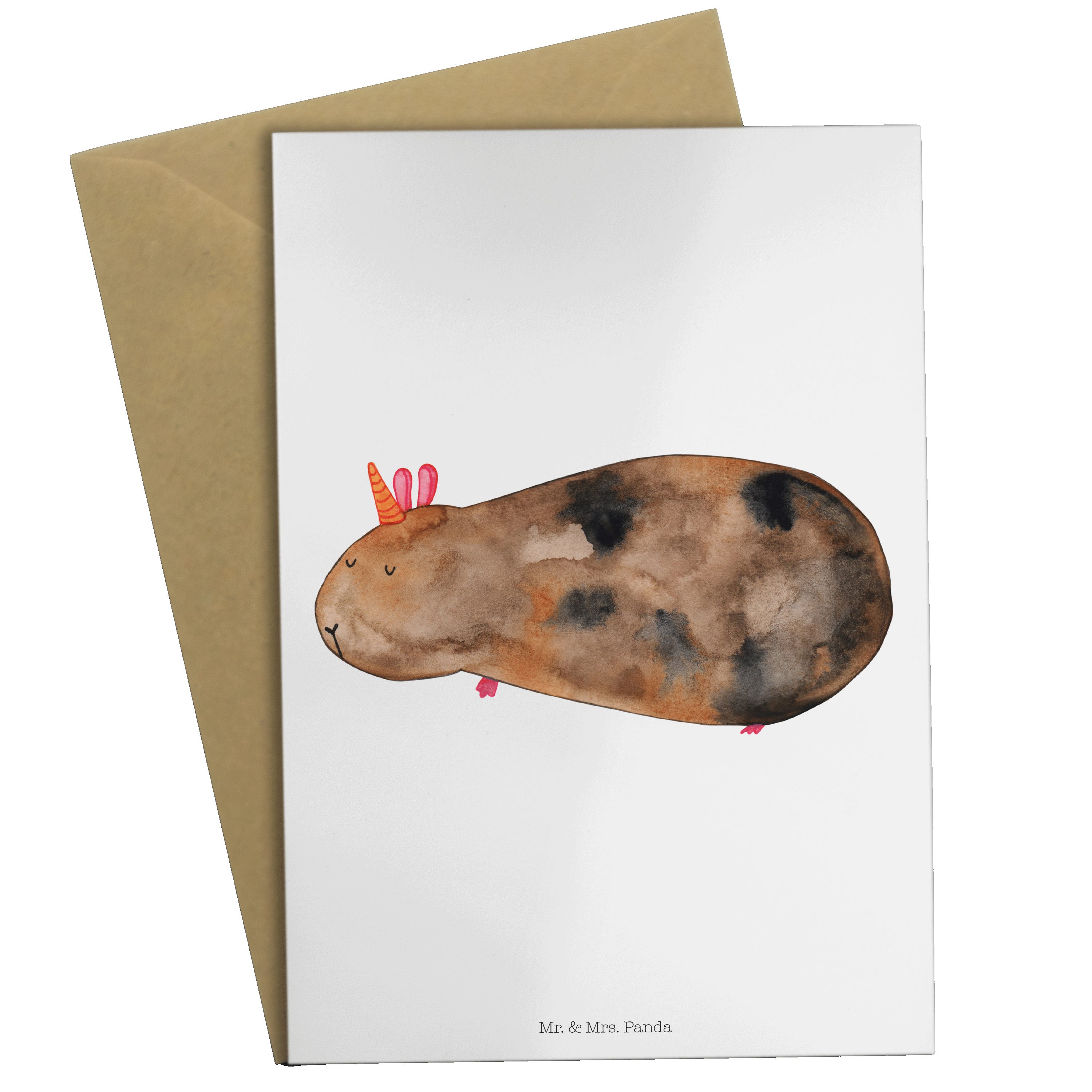 Mr. & Mrs. Panda Grußkarte Meerhörnchen - Weiß - Geschenk, Einhörner, Karte, Einladungskarte, Kl