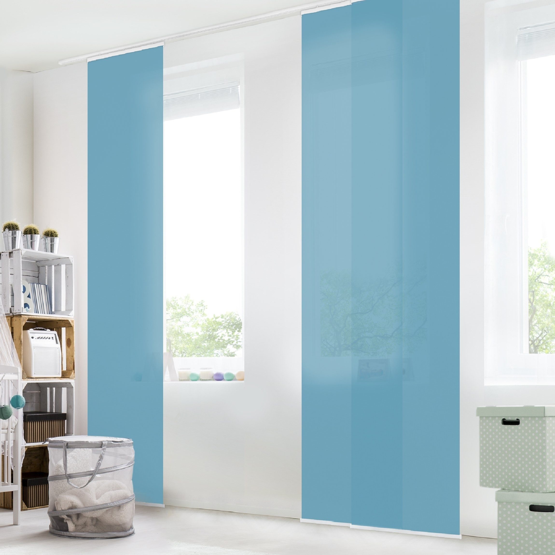 Bilderdepot24 Schiebegardine modern Flächenvorhang blickdicht Meerblau, günstig online kaufen