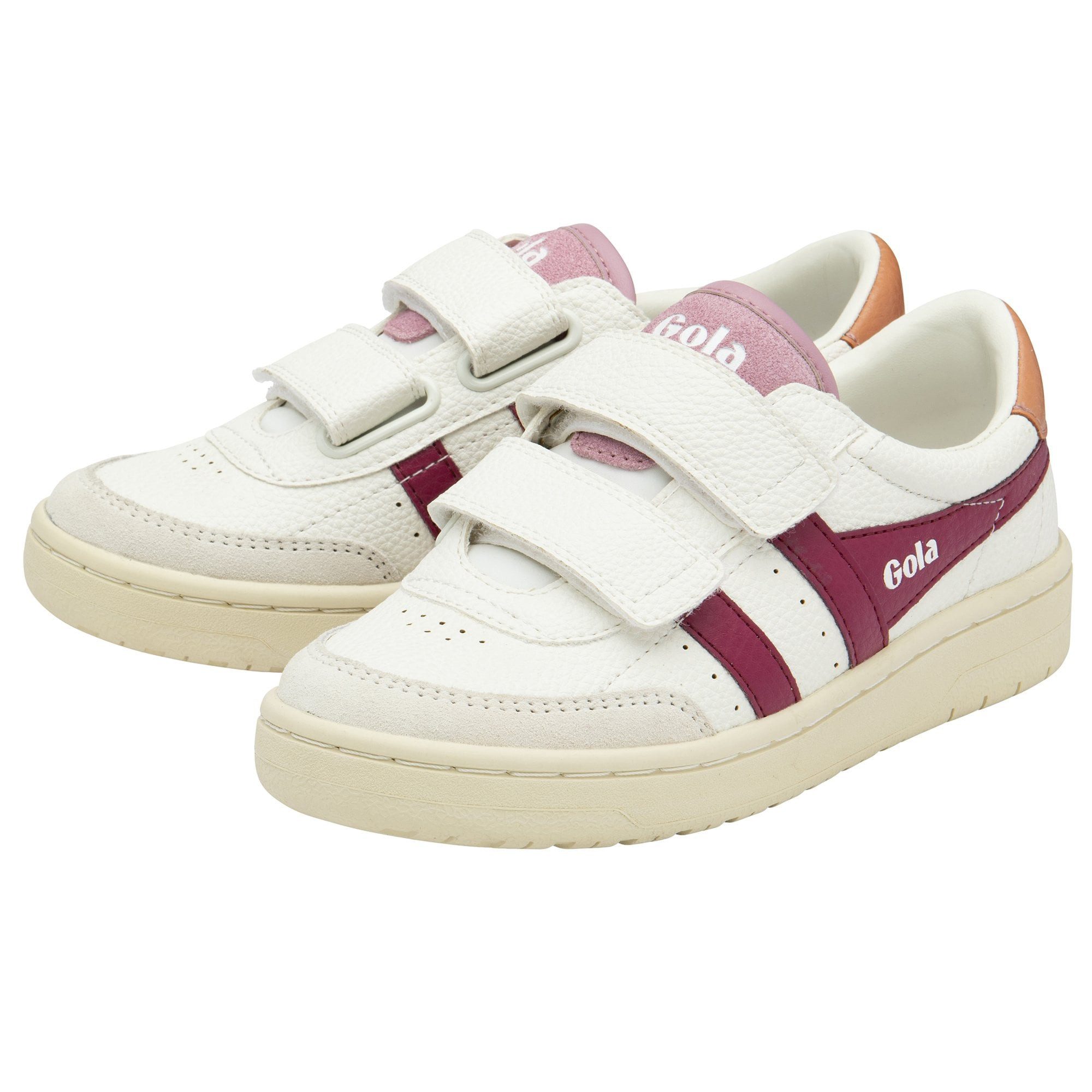 Falcon 2025 (PU,Klettverschluss) weiss/kirschrot/terracottarot Kinder Sneaker