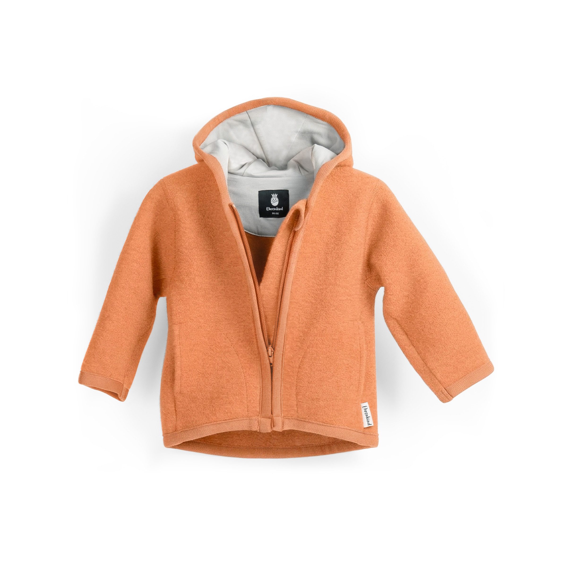 Ehrenkind Walkjacke, Jacke für Kinder aus Merino Schurwolle mit Reißverschluss (aus hochwertiger Walkwolle, atmungsaktiv und temperaturausgleichend) Jacke für Jungen und Mädchen