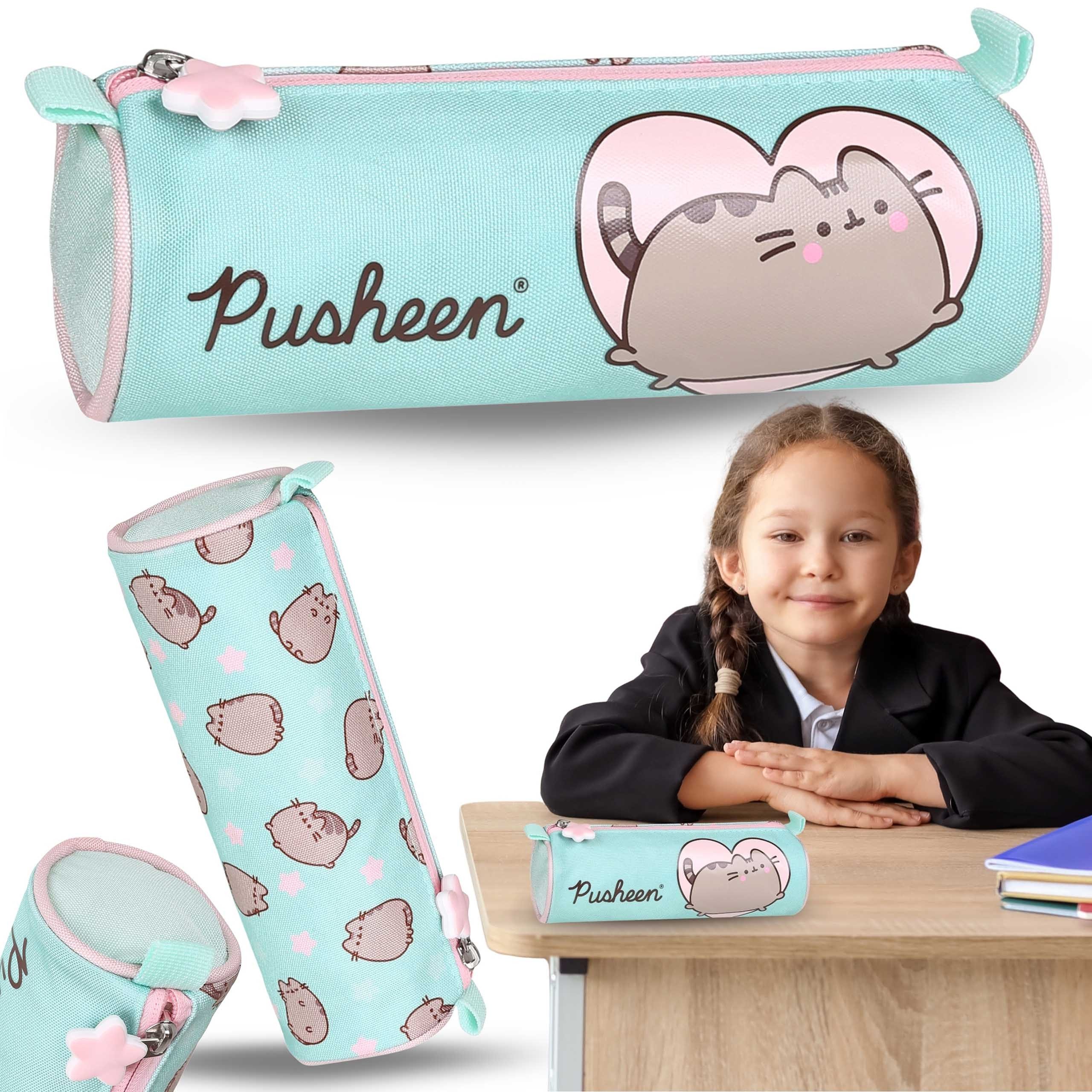 Pusheen Federmäppchen Pusheen Mäppchen mint für Mädchen, rund, Etui 22x8x8cm