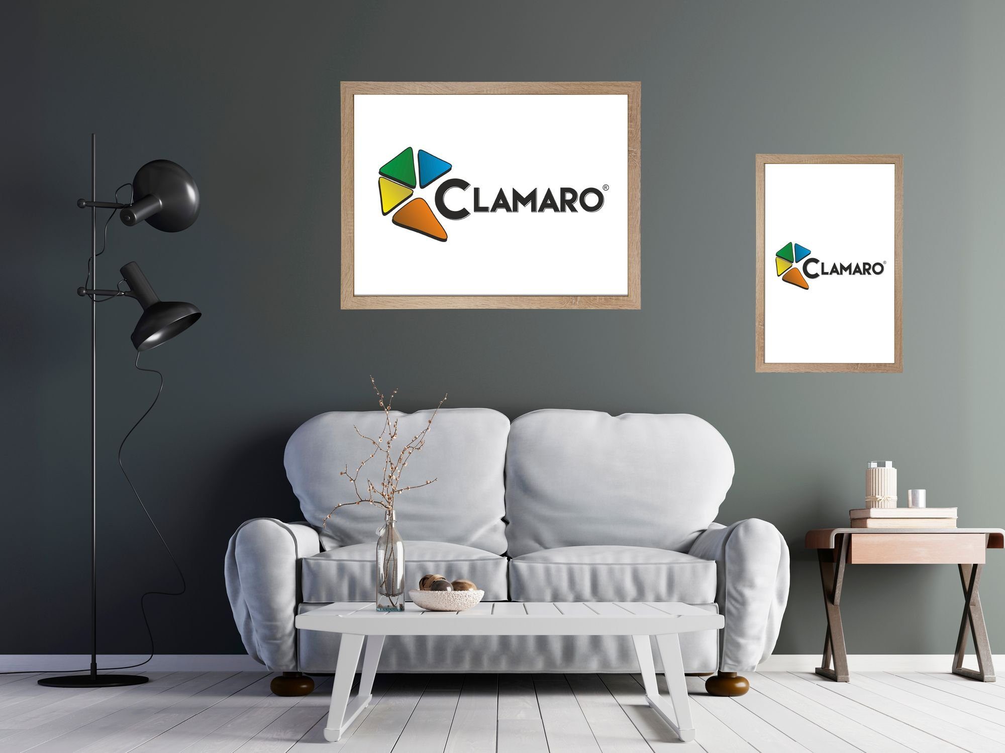 Bilderrahmen Holz CLAMARO FSC® Clamaro handgefertigt 'Collage' Rahmen MDF Acrylglas, Bilderrahmen Moderner nach sonama und 90x100 eckiger Rückwand Maß inkl. in Aufhänger eiche