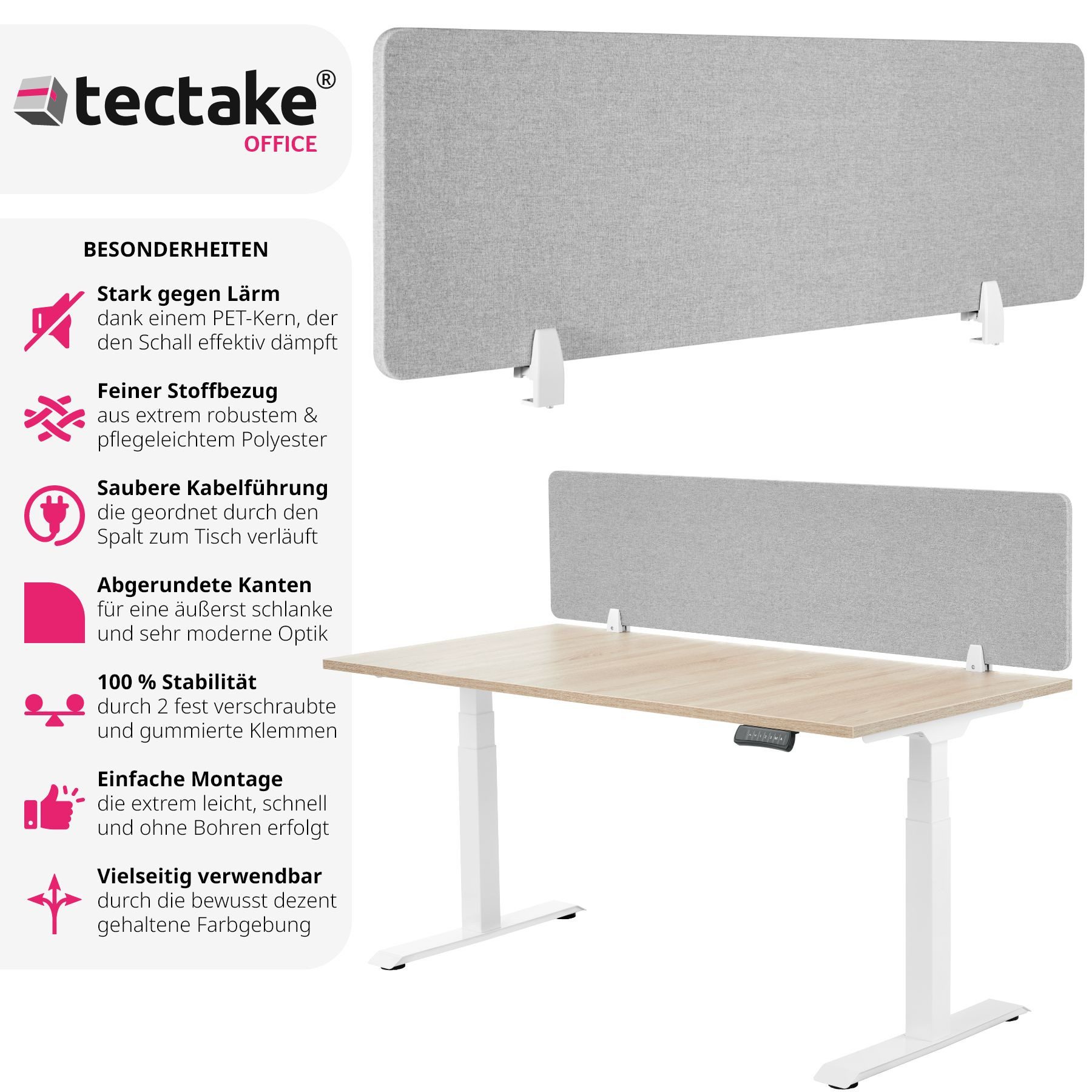 tectake Raumteiler Schreibtisch Trennwand, in 2 günstig online kaufen