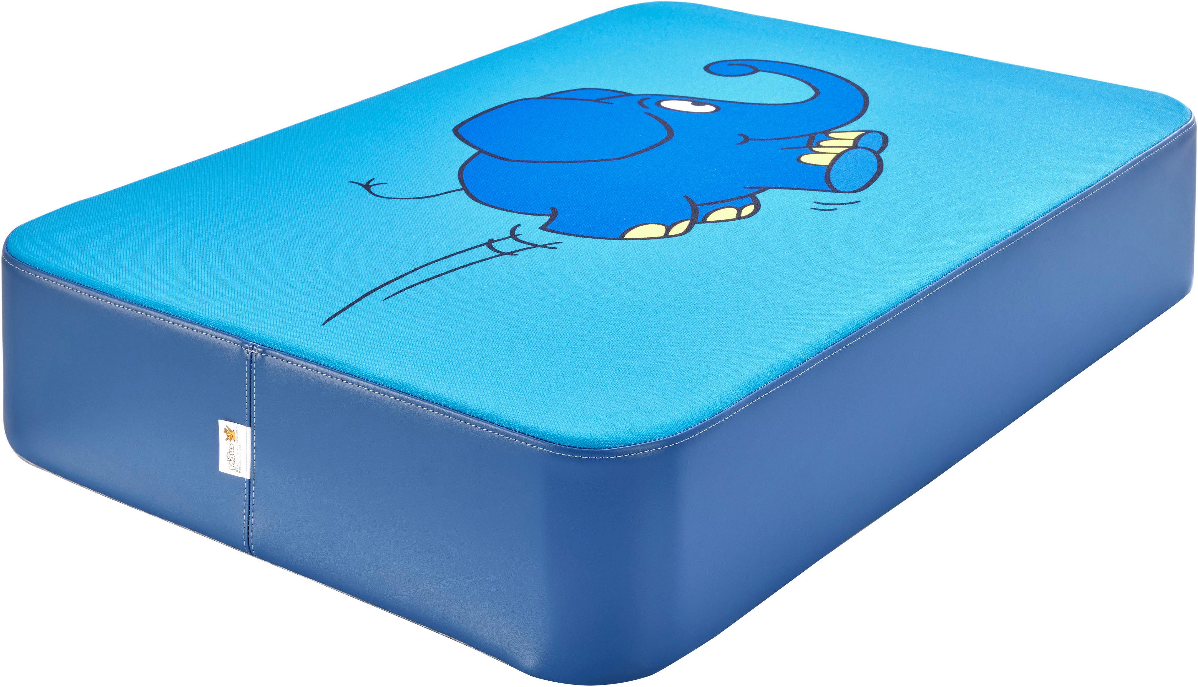 Hipp-Hopp - das Hüpfpolster Weichbodenmatte Hüpfpolster S dunkelblau, Die Maus, Elefant, Hüpfmatte, 97x70x17 cm, Made in Germany