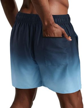 KIKI Strandshorts Badehose mit Farbverlauf für Herren, locker bedruckte Quarter-Shorts