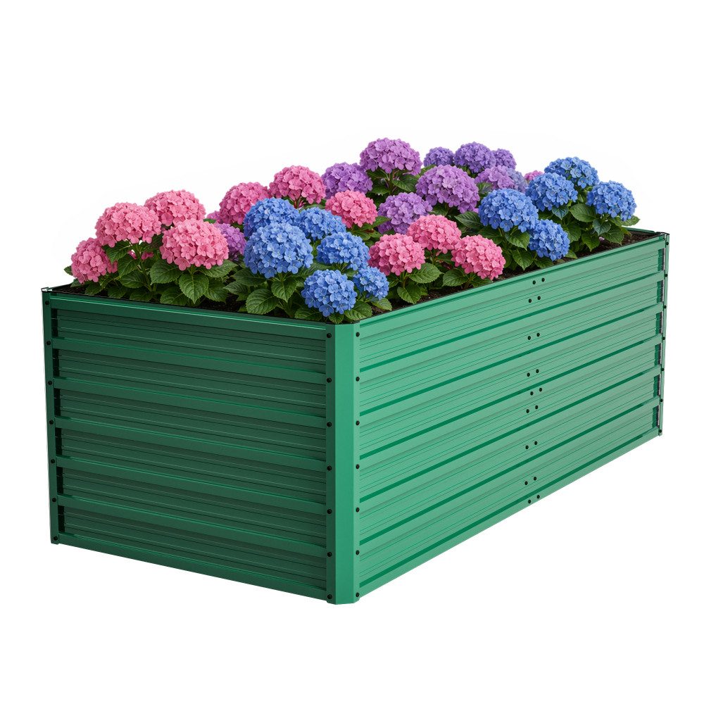 BBWL Hochbeet 190x90x64 cm Wetterfestes Gartenbeet mit Offener Boden Rostfrei, Metall Hochbeet für Gemüse Kräuter Blumen Terrasse