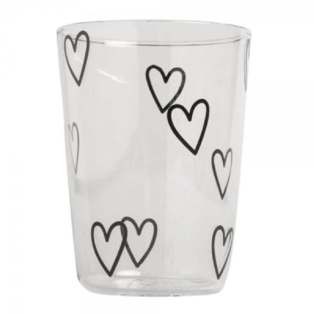 Eulenschnitt Longdrinkglas Trinkglas Herzen Schwarz (450ml)