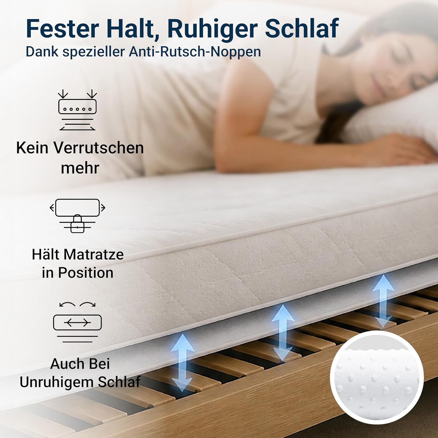 Matratzenschoner mit Antirutsch-Noppen in 11 Größen - Oeko-Tex 100 Stoffschmiede, Rutschfester Nadelfilz Matratzenschoner & Lattenrostauflage – Bild 3 von 5