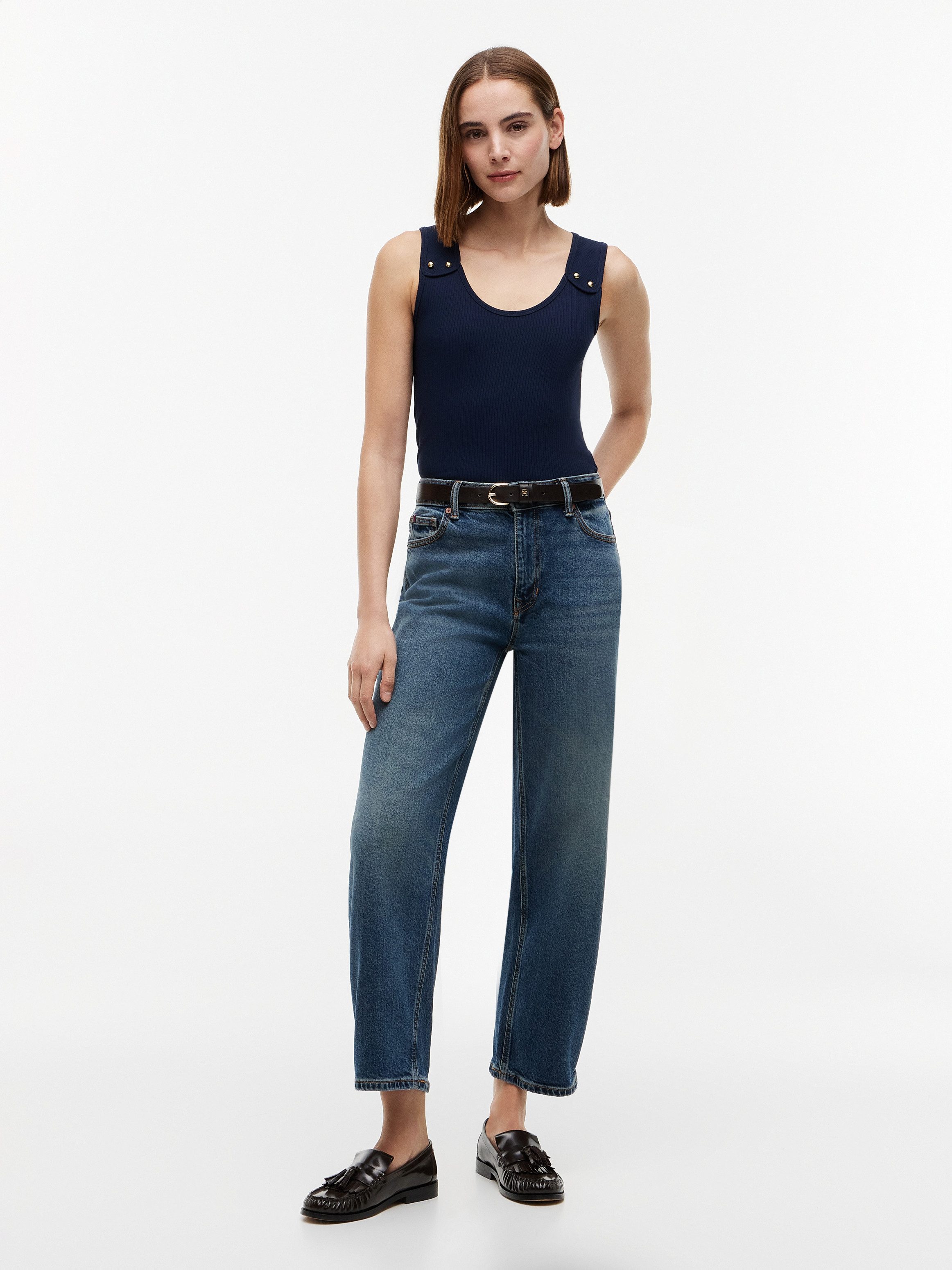 Tommy Hilfiger Tanktop GOLD BUTTON U-NK TANK Viskosemischung, goldfarbene Knöpfe – Bild 4 von 5