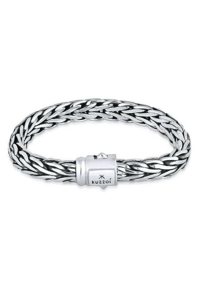 Kuzzoi Armband Gliederarmband Zopfmuster Unisex 925er Silber, Silberschmuck  hochglanzpoliert und anlaufgeschützt