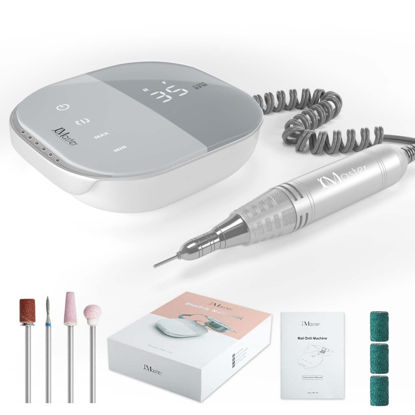 JCMaster Maniküre-Pediküre-Set TouchPro+ Nagelfräser 35000RPM mit Aufsätze Bits, Profi Nagel Fräsmaschine für Gelnägel, Acrylnägel, Kunstnägel