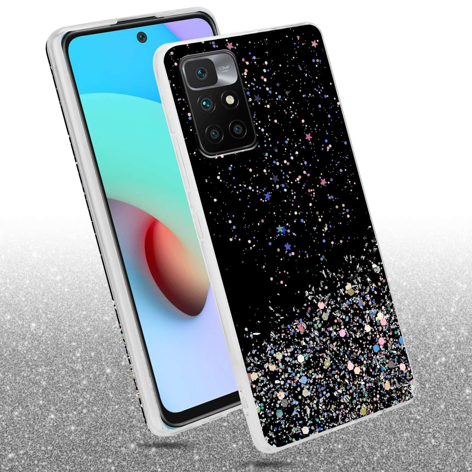 Cadorabo Handyhülle für Xiaomi RedMi 10 4G Hülle Xiaomi RedMi 10, Flexible TPU Silikon Handy Schutzhülle - Hülle - mit Glitzer