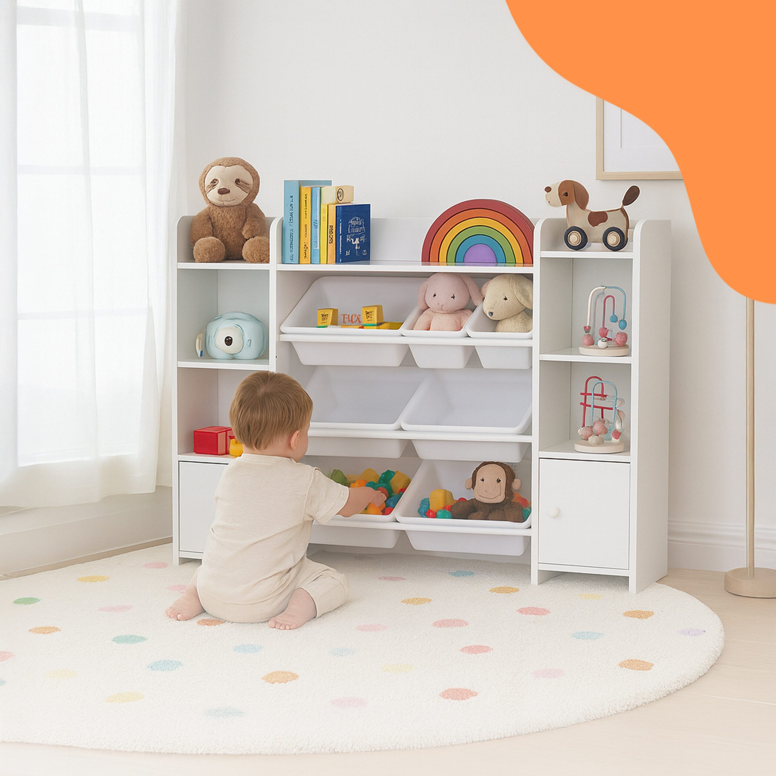 relaxdays Kinderregal groß mit Boxe, weiß günstig online kaufen