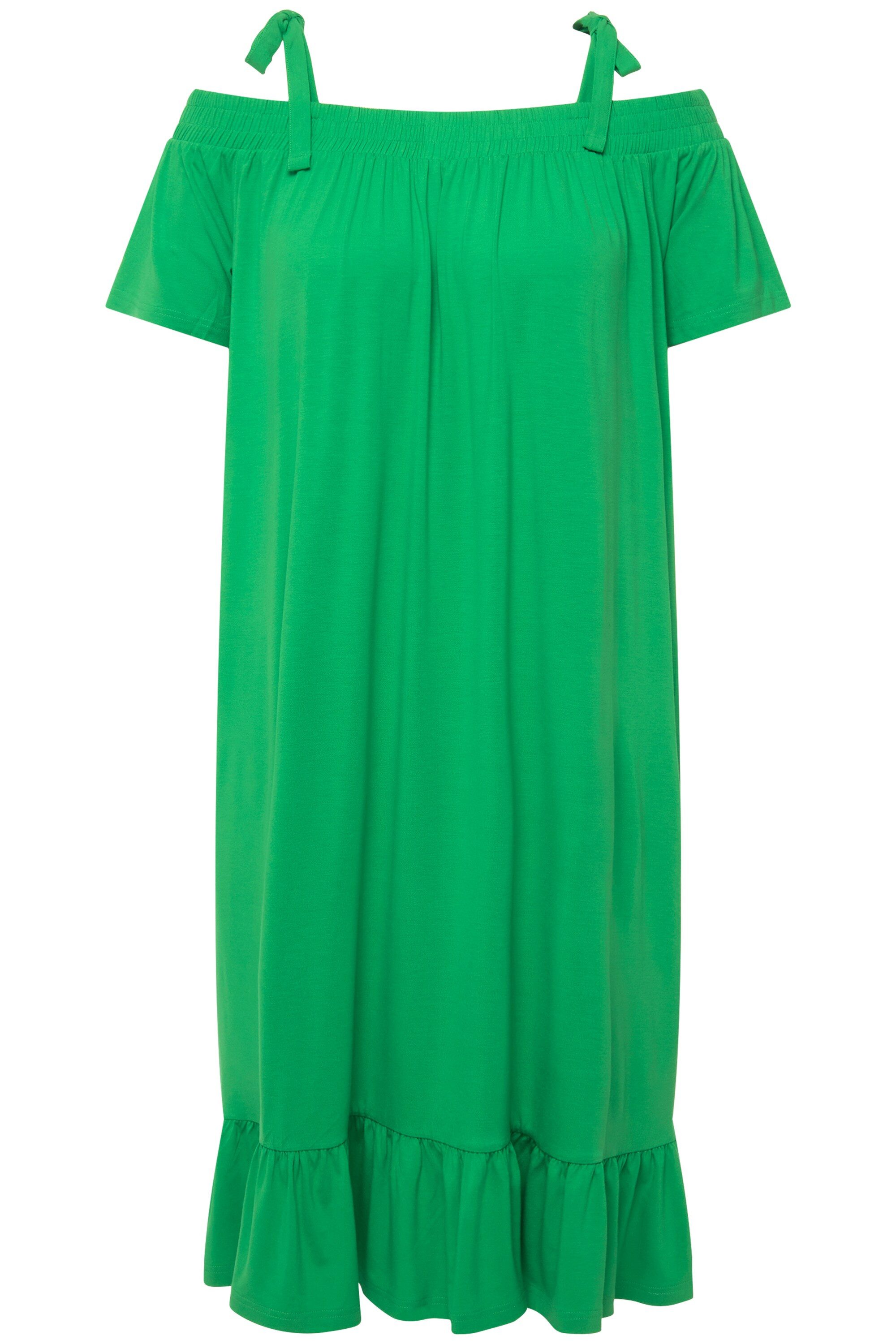 Ulla Popken Jerseykleid Midikleid Volant A-Linie günstig online kaufen