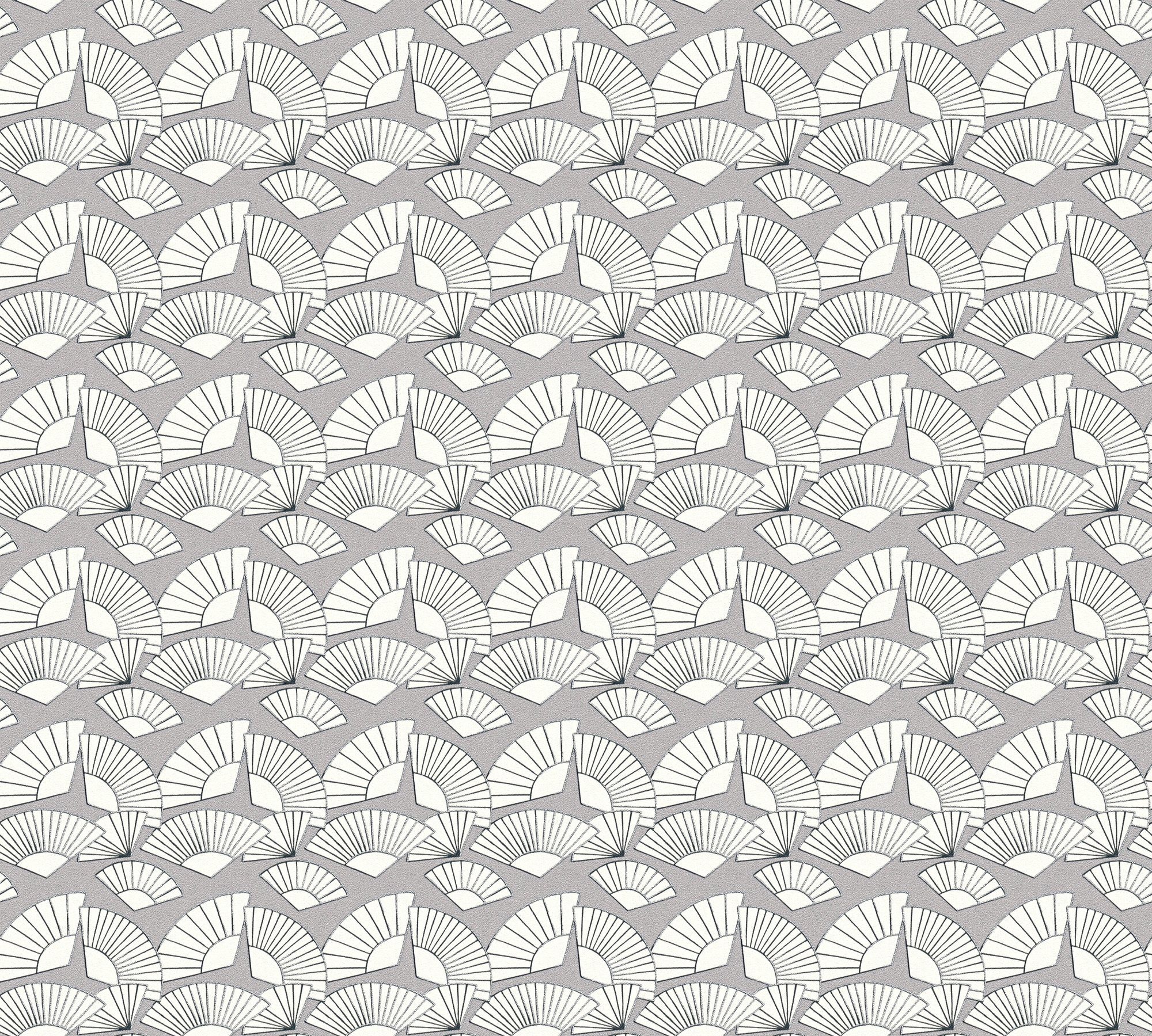 Architects Paper Vliestapete Fan, Geometrische Tapete Designer Metallic grau/silber/weiß