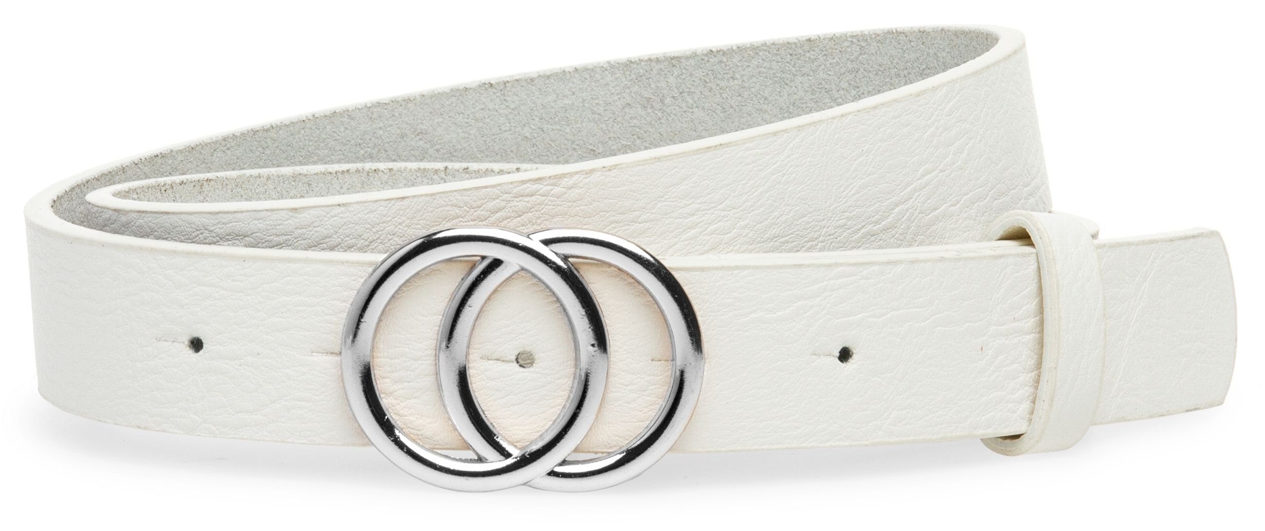 Caspar Synthetikgürtel GU322 eleganter Damen Hüftgürtel mit Doppel Ringschn günstig online kaufen