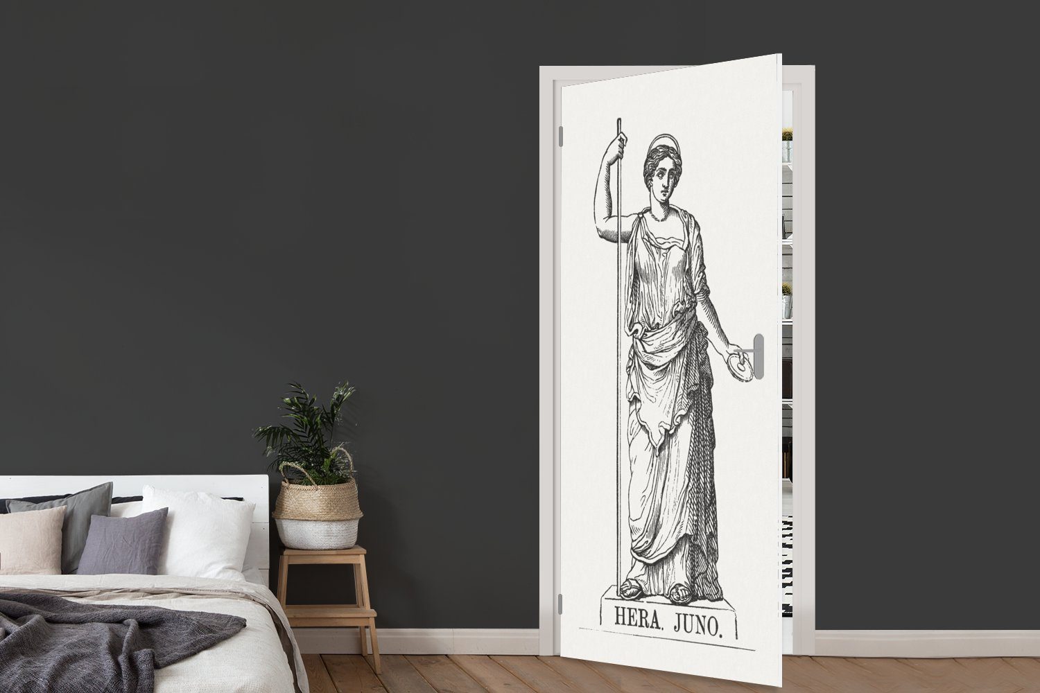 Illustration cm bedruckt, Türaufkleber, Eine Türtapete Fototapete (1 griechischen der Göttin St), Matt, für Tür, MuchoWow Hera, 75x205